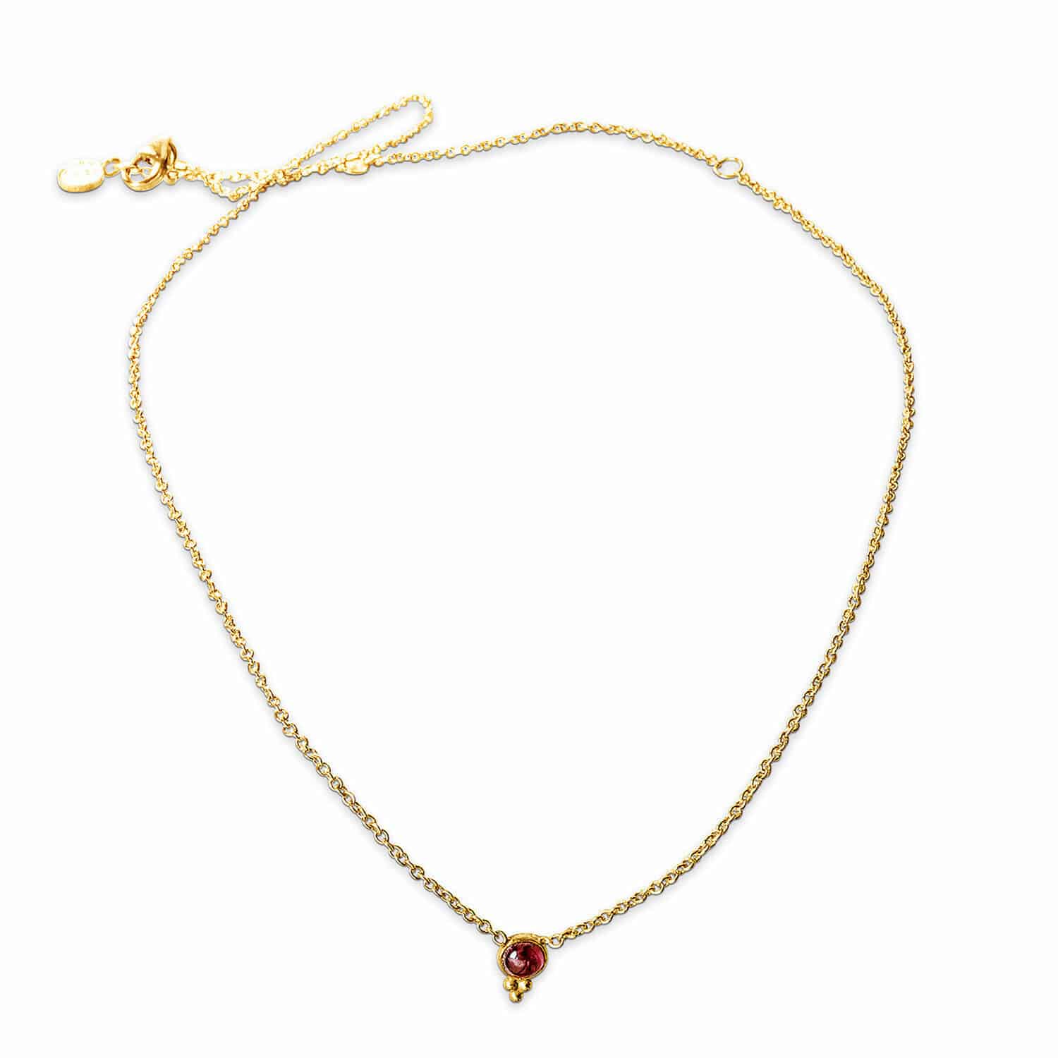 Collier fin en or avec pierre rouge et chaîne délicate, bijou féminin élégant