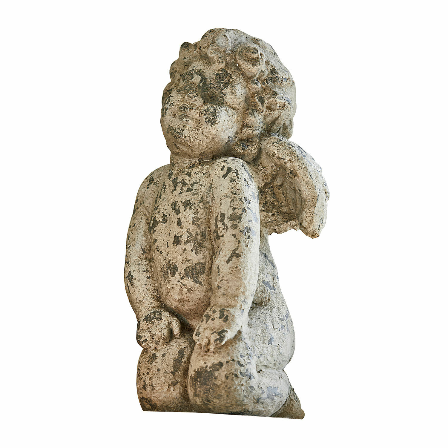Ange décoratif Mines Statue d'ange en pierre vieillie gris-beige pour décoration de jardin élégante