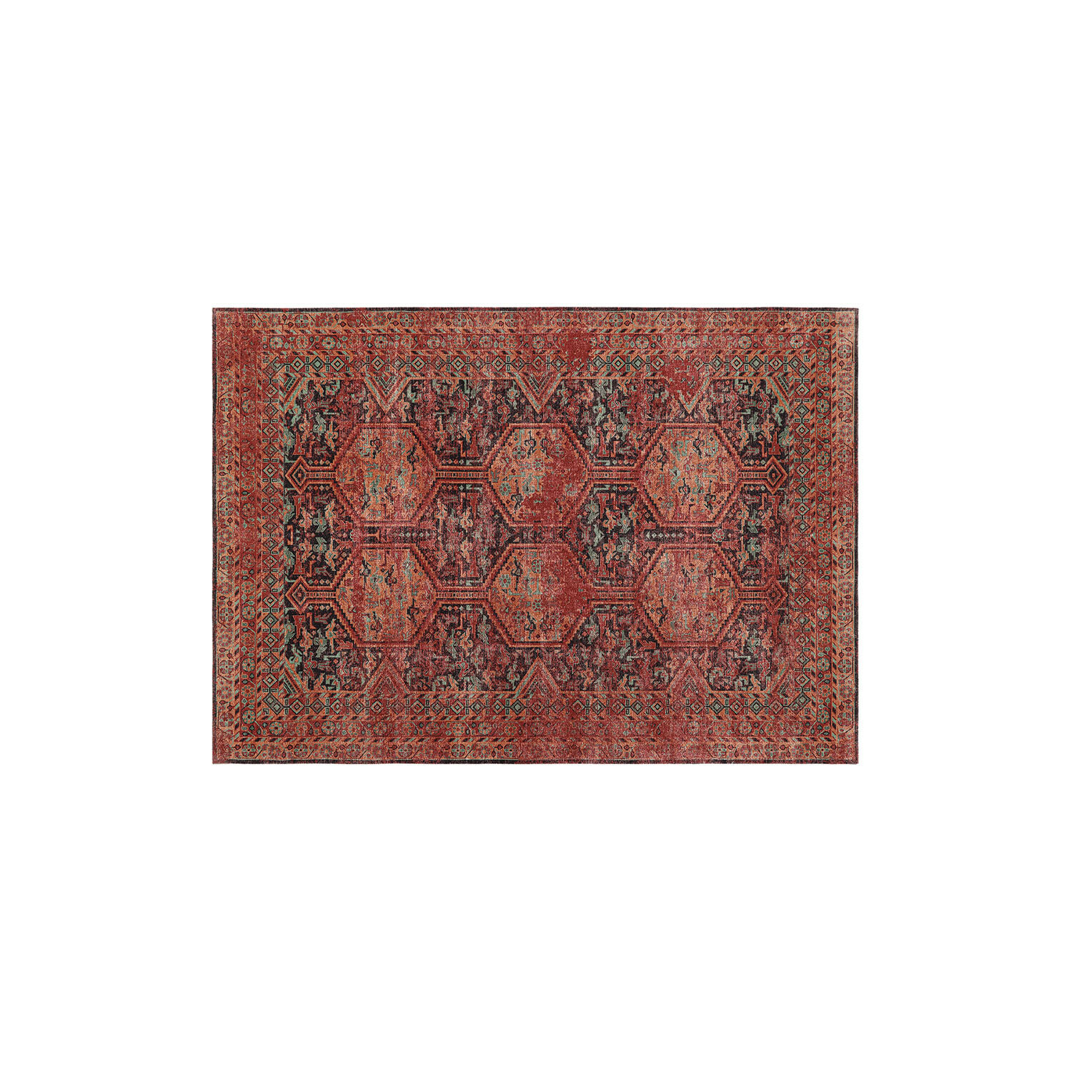 Tapis Incantaro Tapis à motif oriental rouge et noir, accessoire décoratif élégant pour salon ou chambre