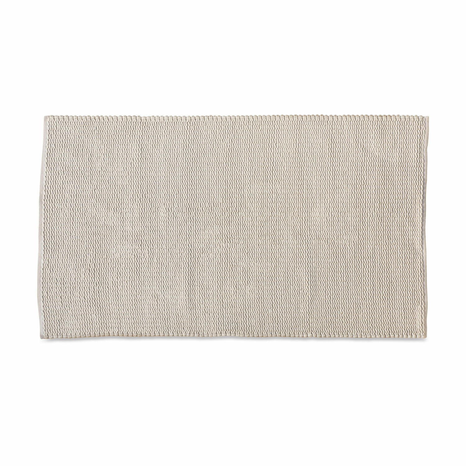 Beige katoenen vloerkleed met gevlochten structuur, perfect voor interieurdecoratie en comfort onder de voeten