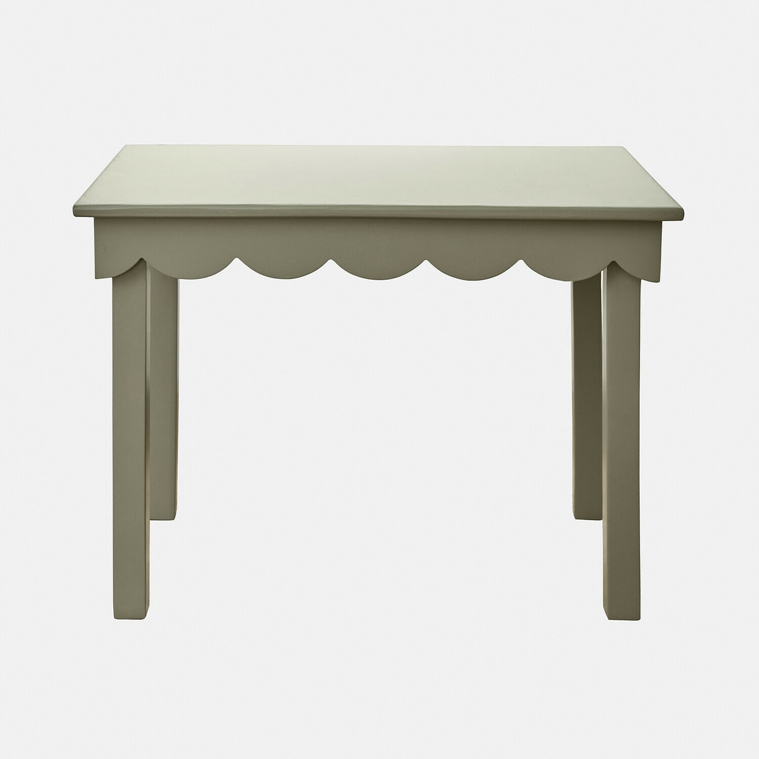 Table d'enfant verte en bois Poussinou avec bord festonné, meuble pour chambre d'enfant