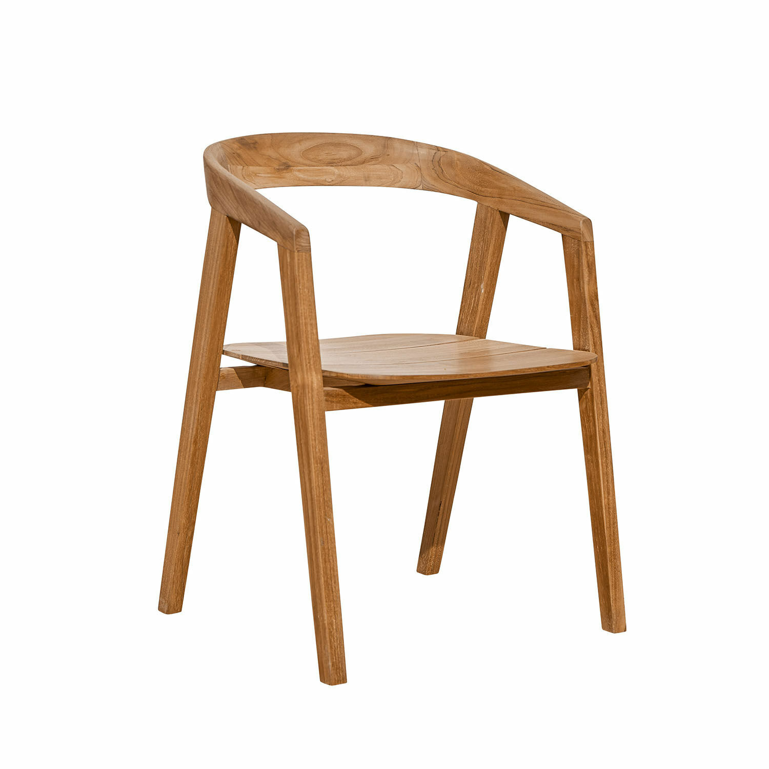 Chaise Saulny Chaise en bois de teck naturel avec dossier arrondi et pieds droits pour intérieur moderne