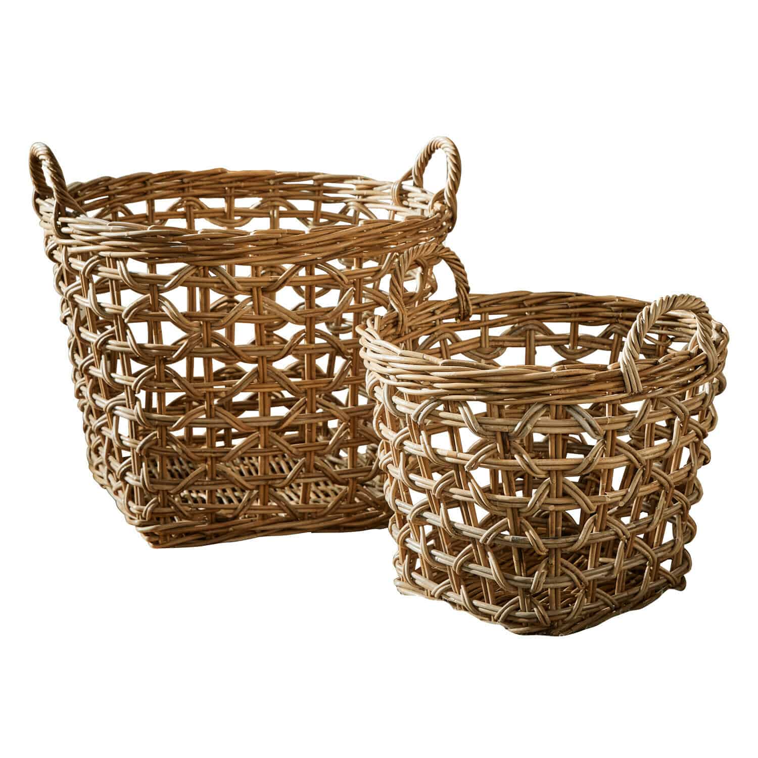 Lot de 2 corbeilles Qivoran Ensemble de deux paniers en osier naturel pour rangement et décoration intérieure pratique