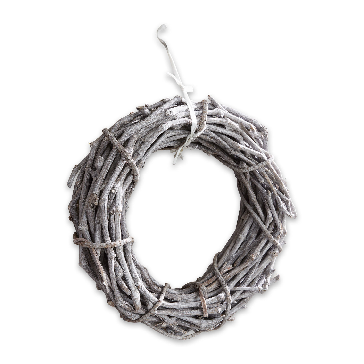 Couronne ronde en branches naturelles grises pour décoration intérieure et arrangements saisonniers