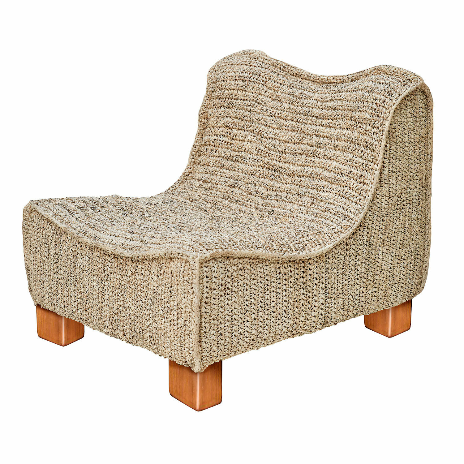 Fauteuil Bocage Fauteuil en tissu beige naturel avec pieds en bois, siège confortable pour salon moderne