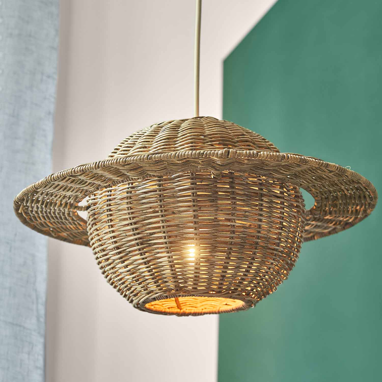 Hanglamp van natuurlijk riet, decoratieve plafondlamp in boho-stijl voor interieur