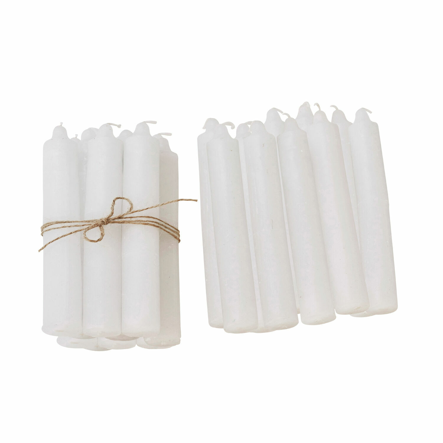 Kaars set van 20 Noufa Set witte kaarsen van was, gebonden met touw, geschikt voor decoratie en verlichting.