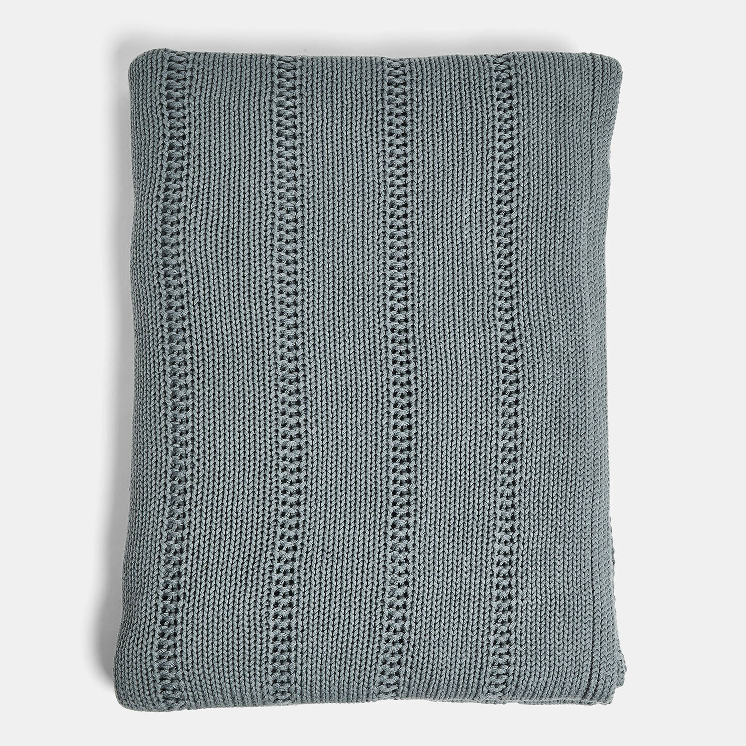 Plaid Lémeré Zachte lichtblauwe katoenen gebreide deken met decoratief patroon, ideaal voor woonkamer en slaapkamer