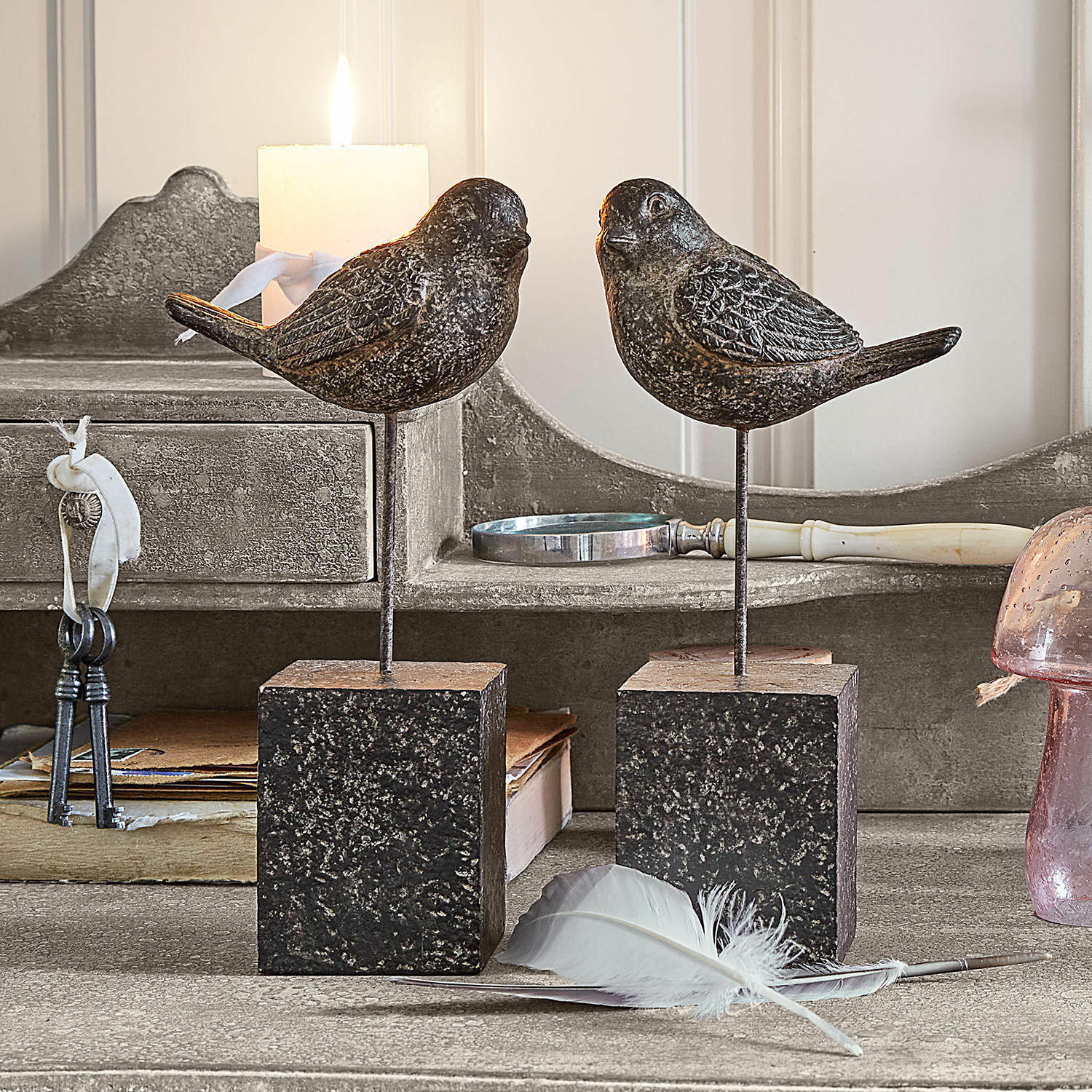 Lot de 2 oiseaux décoratifs Juxivel