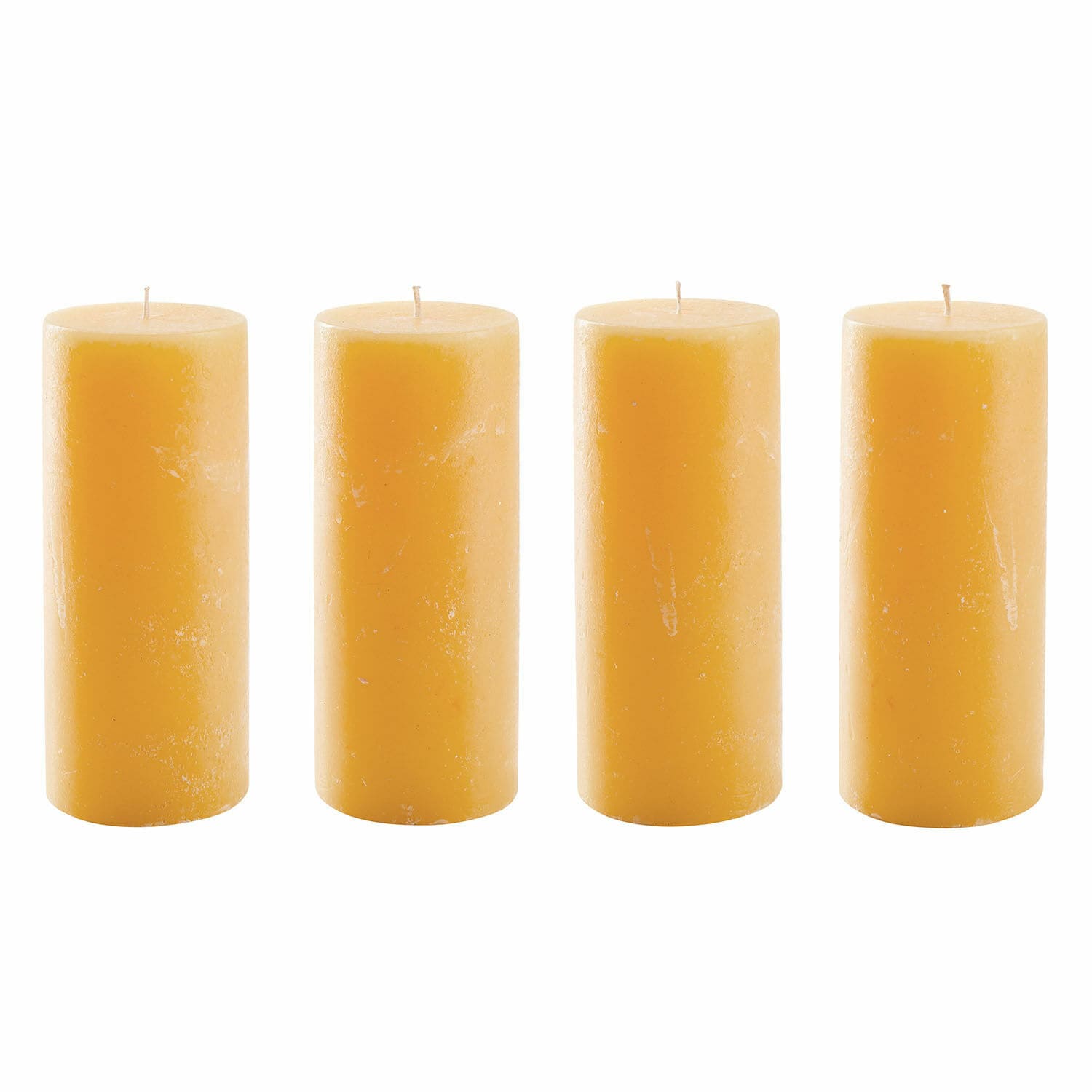 Set van 4 gele kaarsen van was, interieurdecoratie, sfeervolle decoratiekaarsen