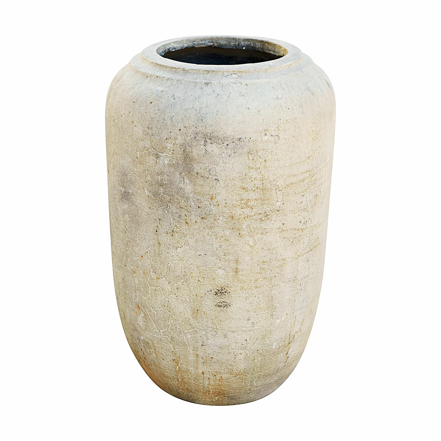 Vloervaas Xerette Grote beige keramische vaas met verouderd oppervlak voor natuurlijke interieurdecoratie