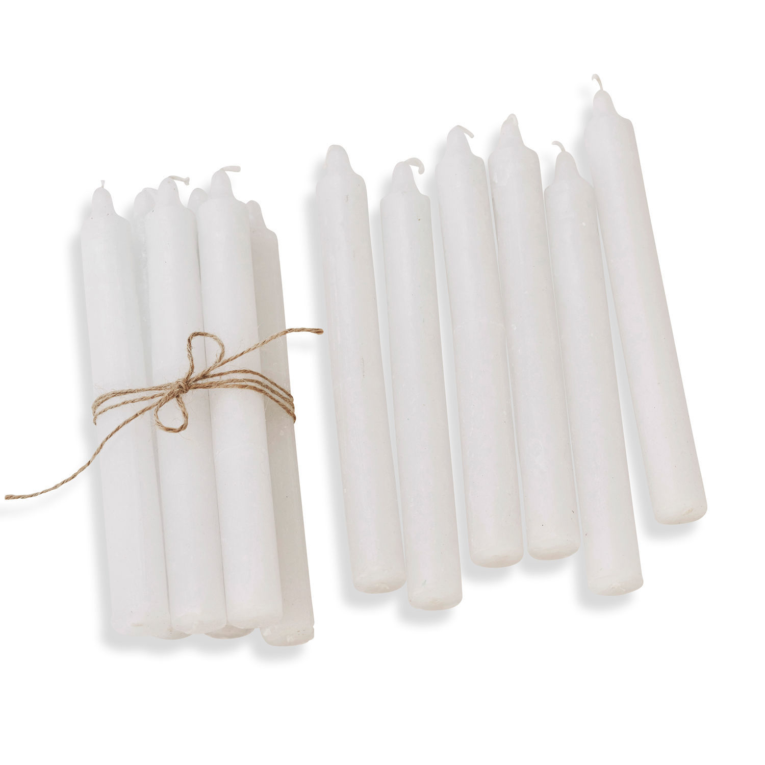 Lot de 12 bougies Bauceau Lot de bougies blanches en cire liées par une corde, décoration et éclairage intérieur