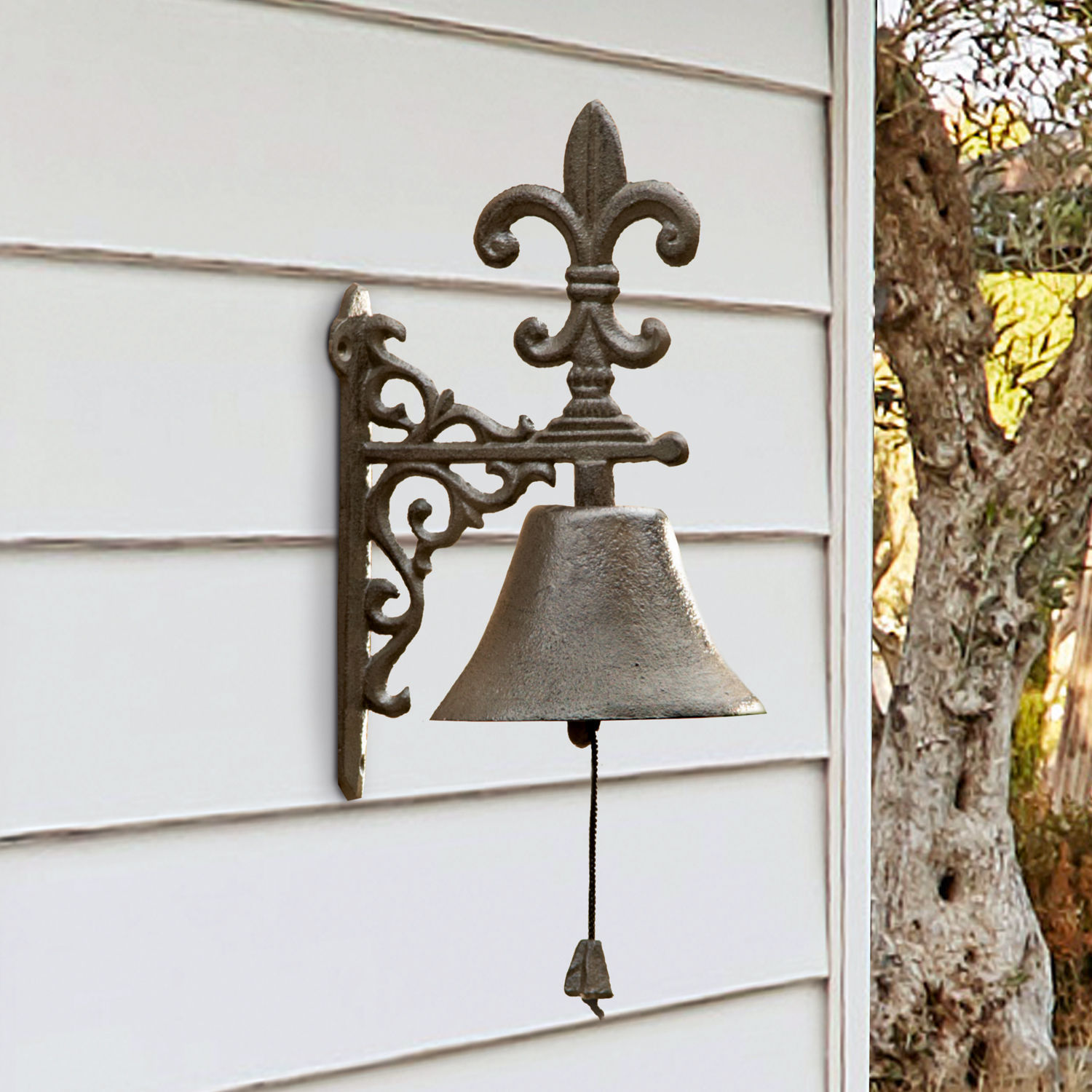 Deurbel Houma Decoratieve grijze gietijzeren wandbel voor tuin of huis