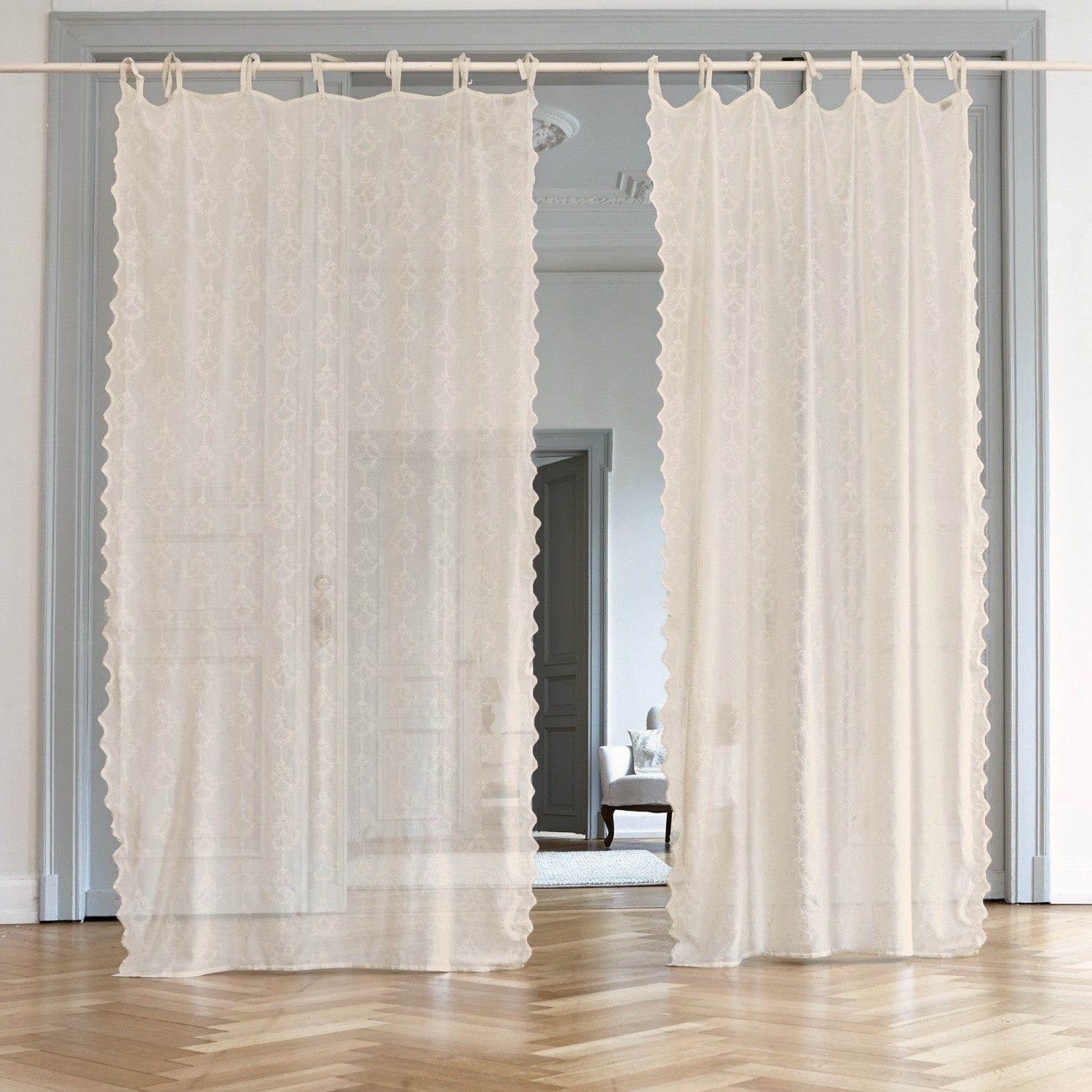 Voilage Faumont Rideaux transparents crème avec motif délicat en tissu léger pour décoration intérieure élégante