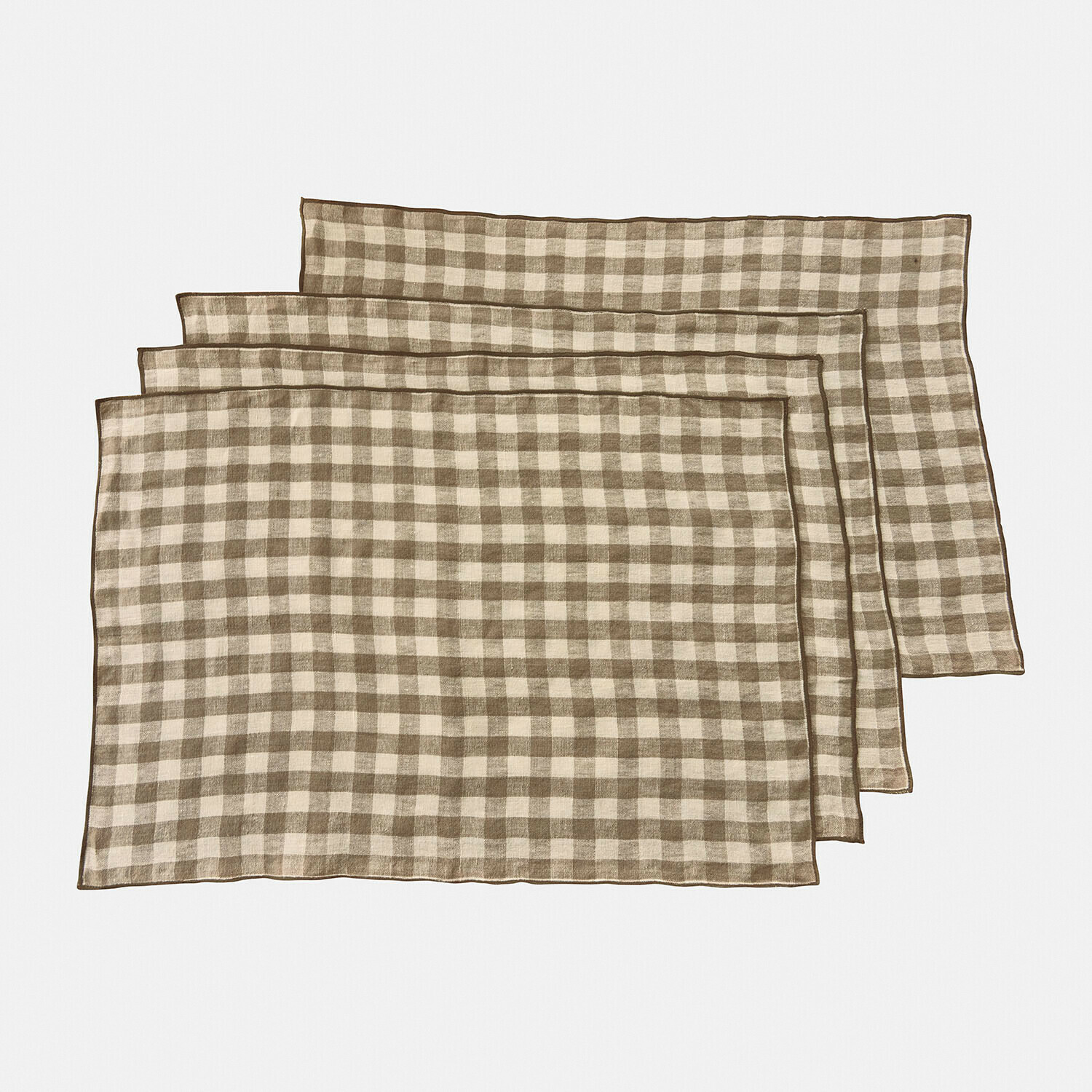 Placemat set van 4 Marrowby Set van drie linnen placemats in beige en bruin ruitpatroon, praktische tafelaccessoires