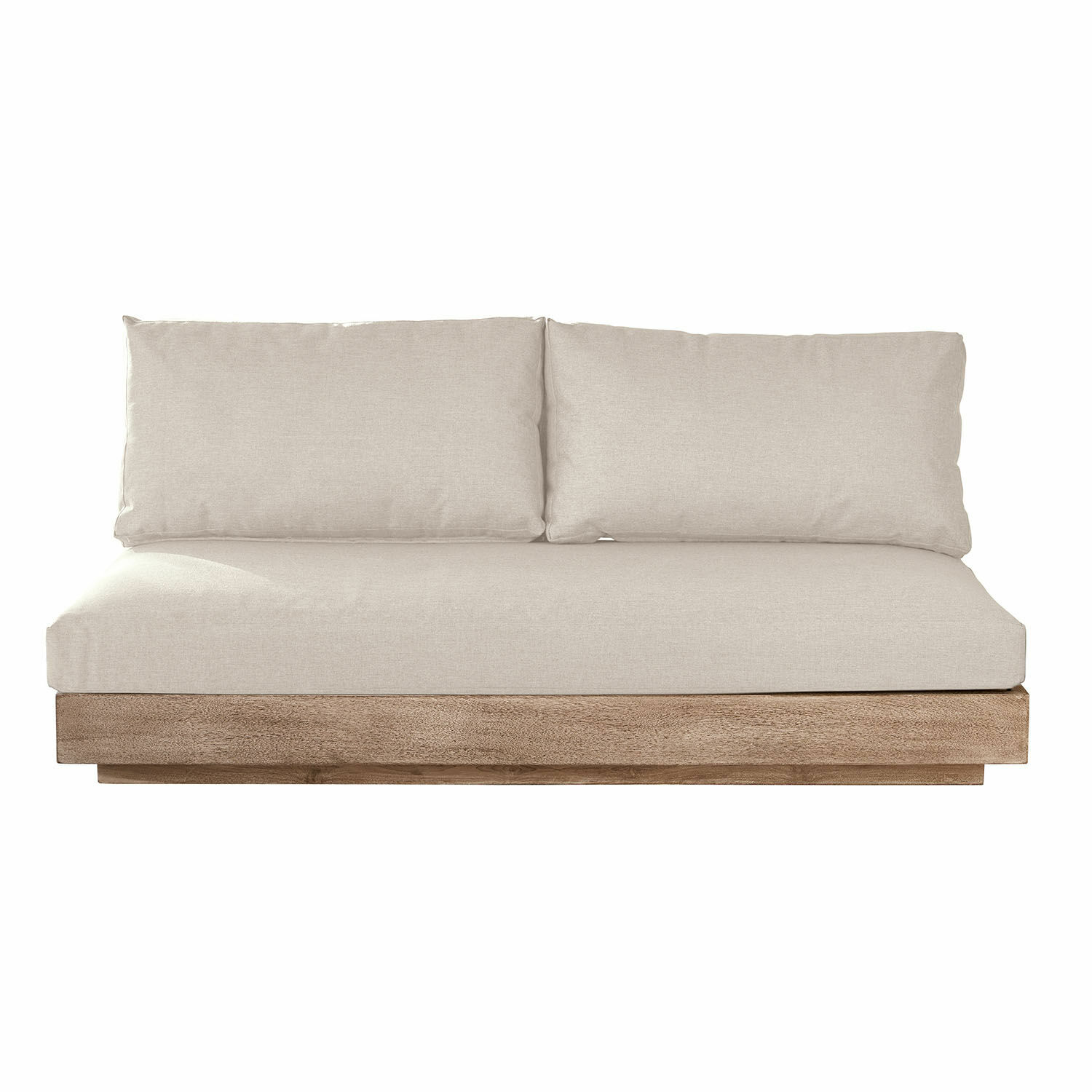 crème/bruin Sofa-element Courtelevant met crèmekleurige stof en bruine houten basis voor woonkamer