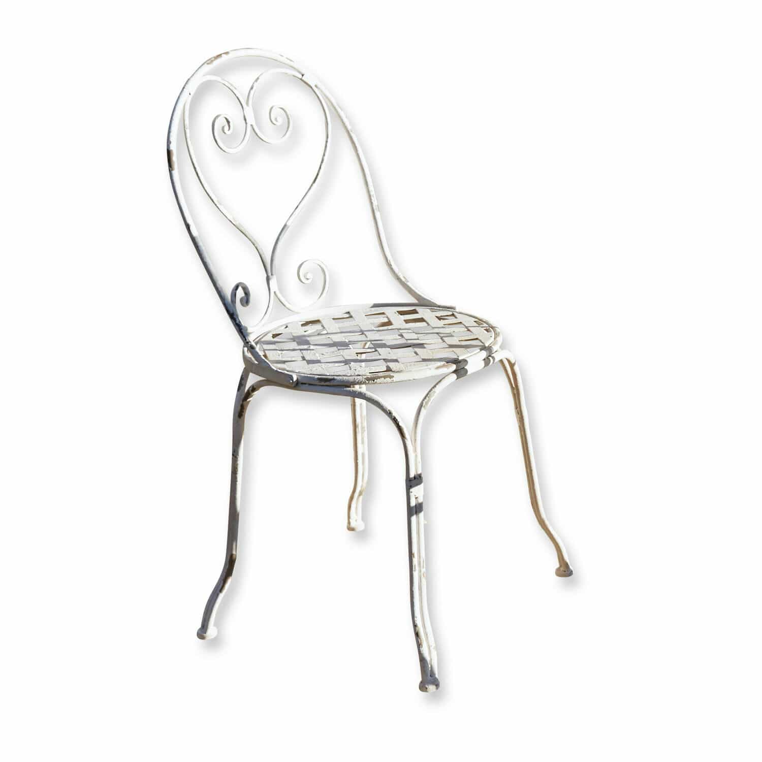 Chaise Aube Chaise de jardin en métal blanc avec assise ajourée et dossier décoratif style vintage