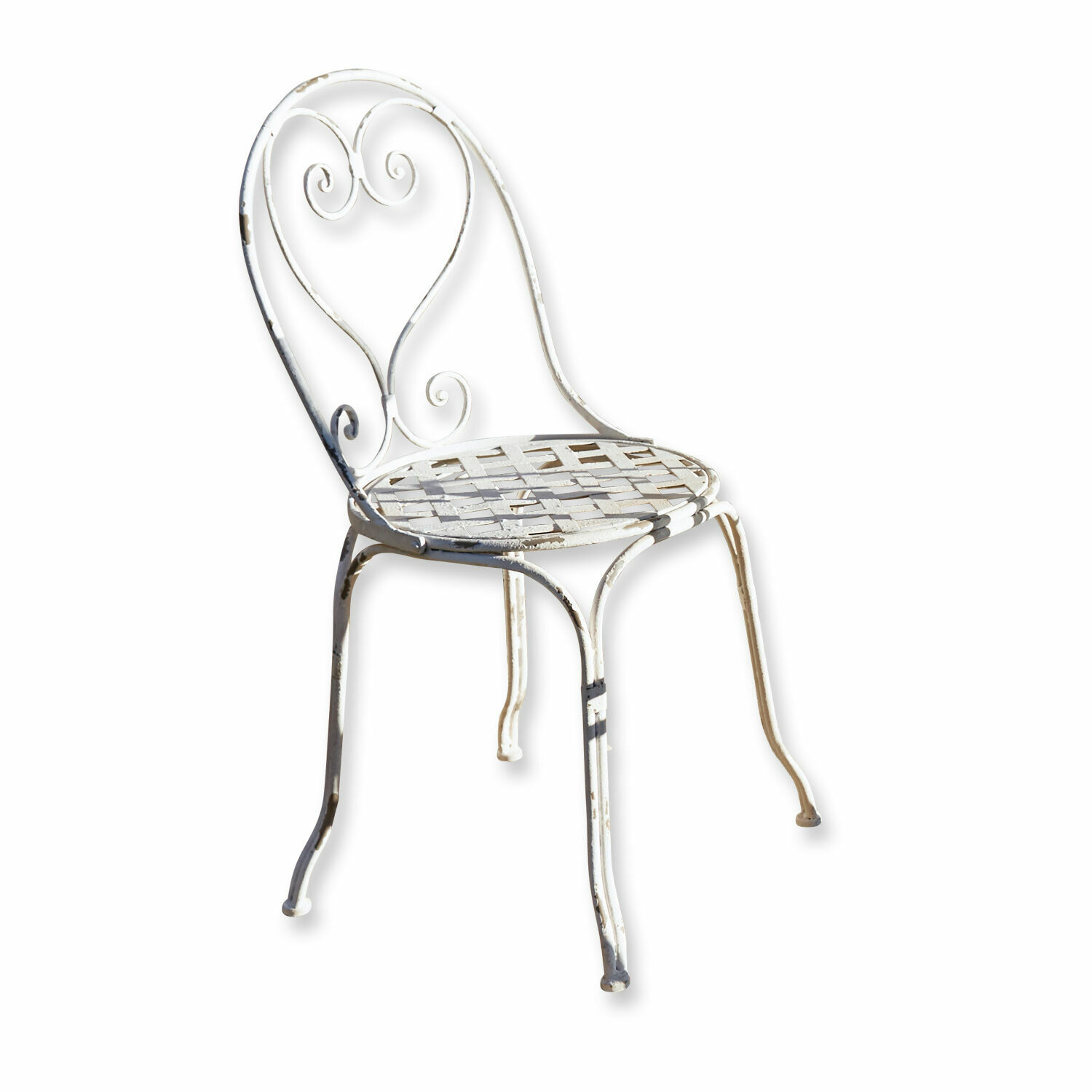 Chaise Aube Chaise de jardin en métal blanc avec assise ajourée et dossier décoratif style vintage