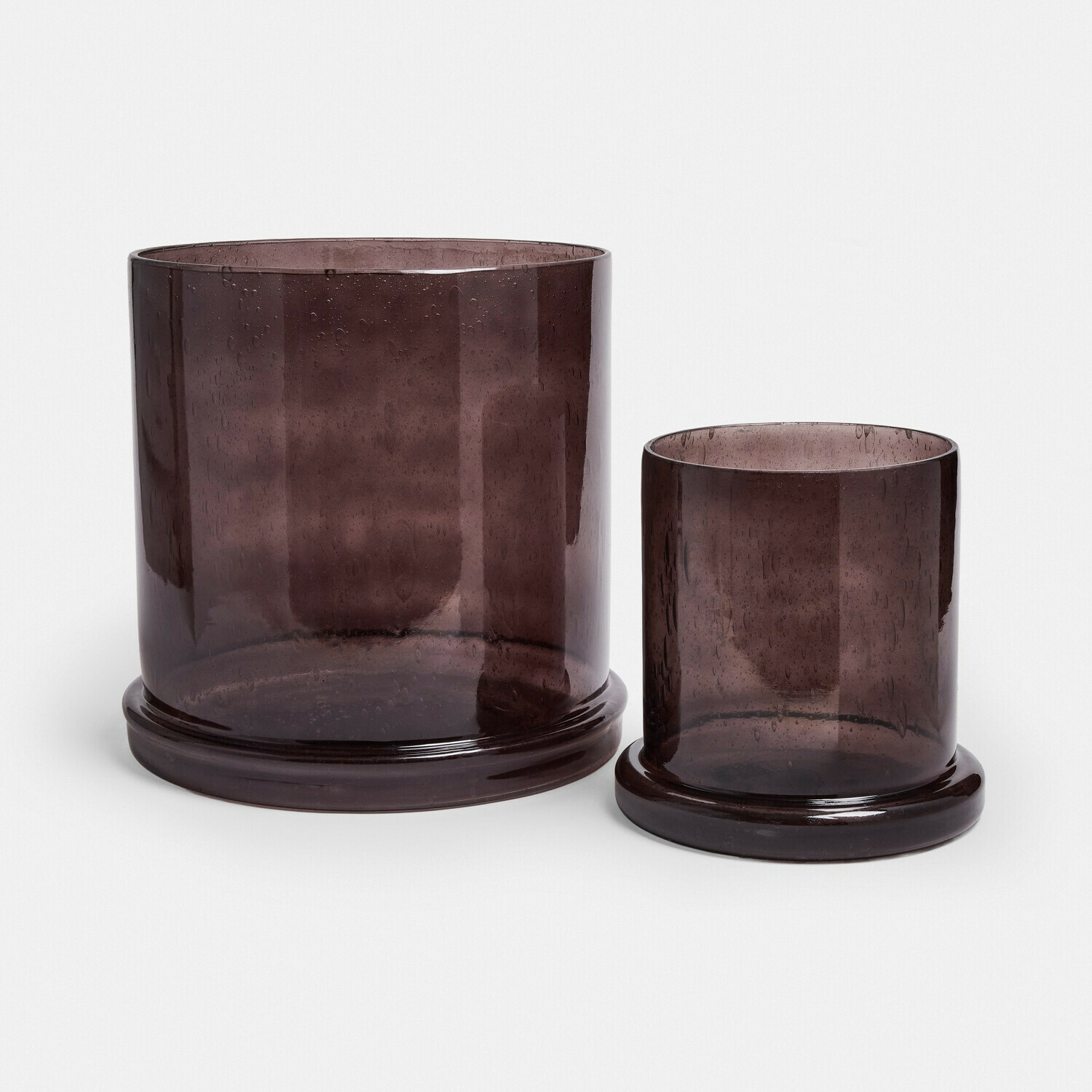 Windlicht set van 2 Saffrone Twee doorzichtige paarse glazen cilindervormige potten voor decoratie en opslag