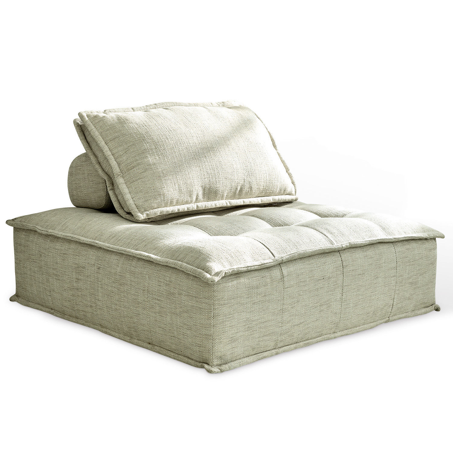 Canapé lounge Tesshill Assise beige en tissu avec design matelassé doux pour un confort optimal dans le salon
