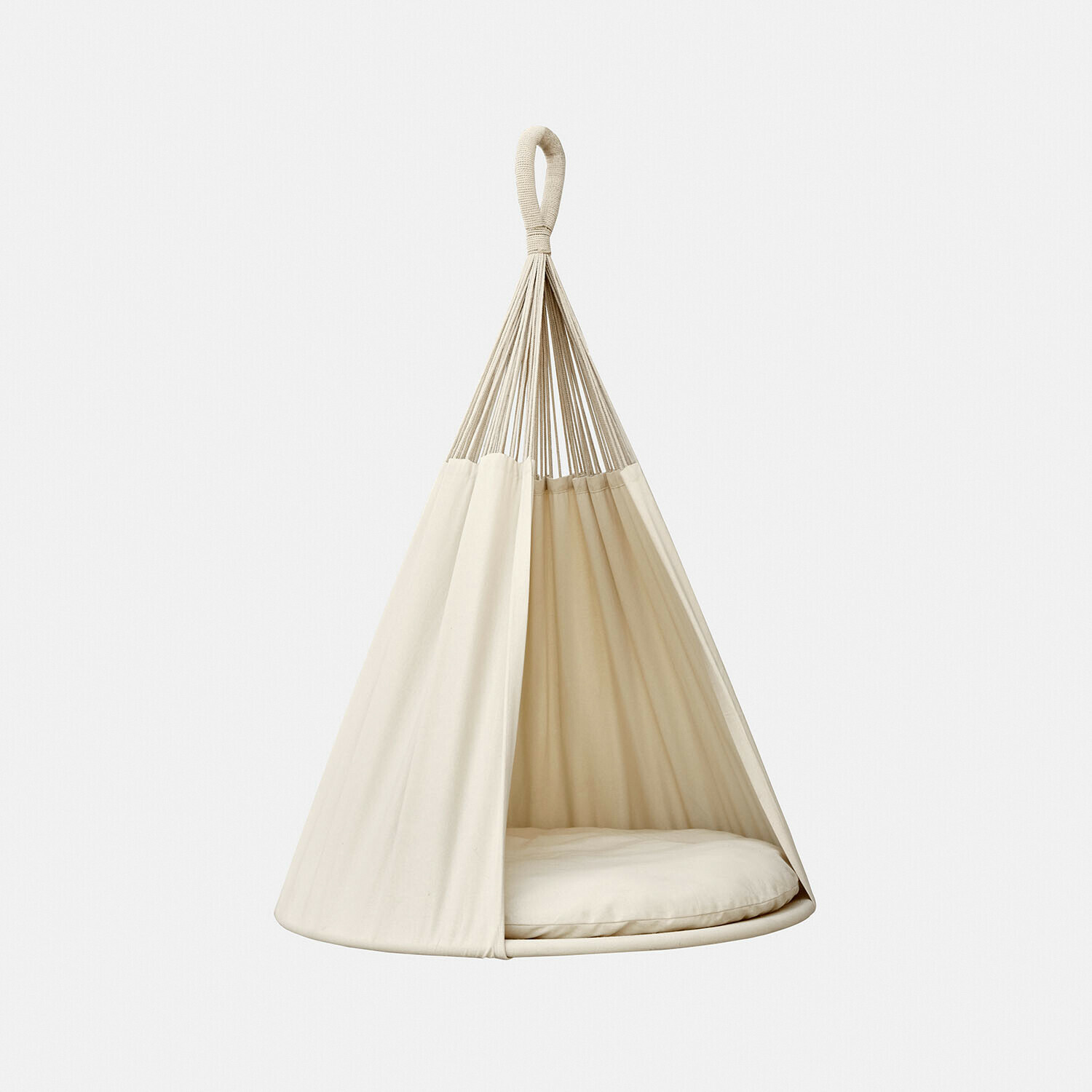 Crèmekleurige hangstoel voor kinderen van katoen met zacht kussen, comfortabele relaxplek