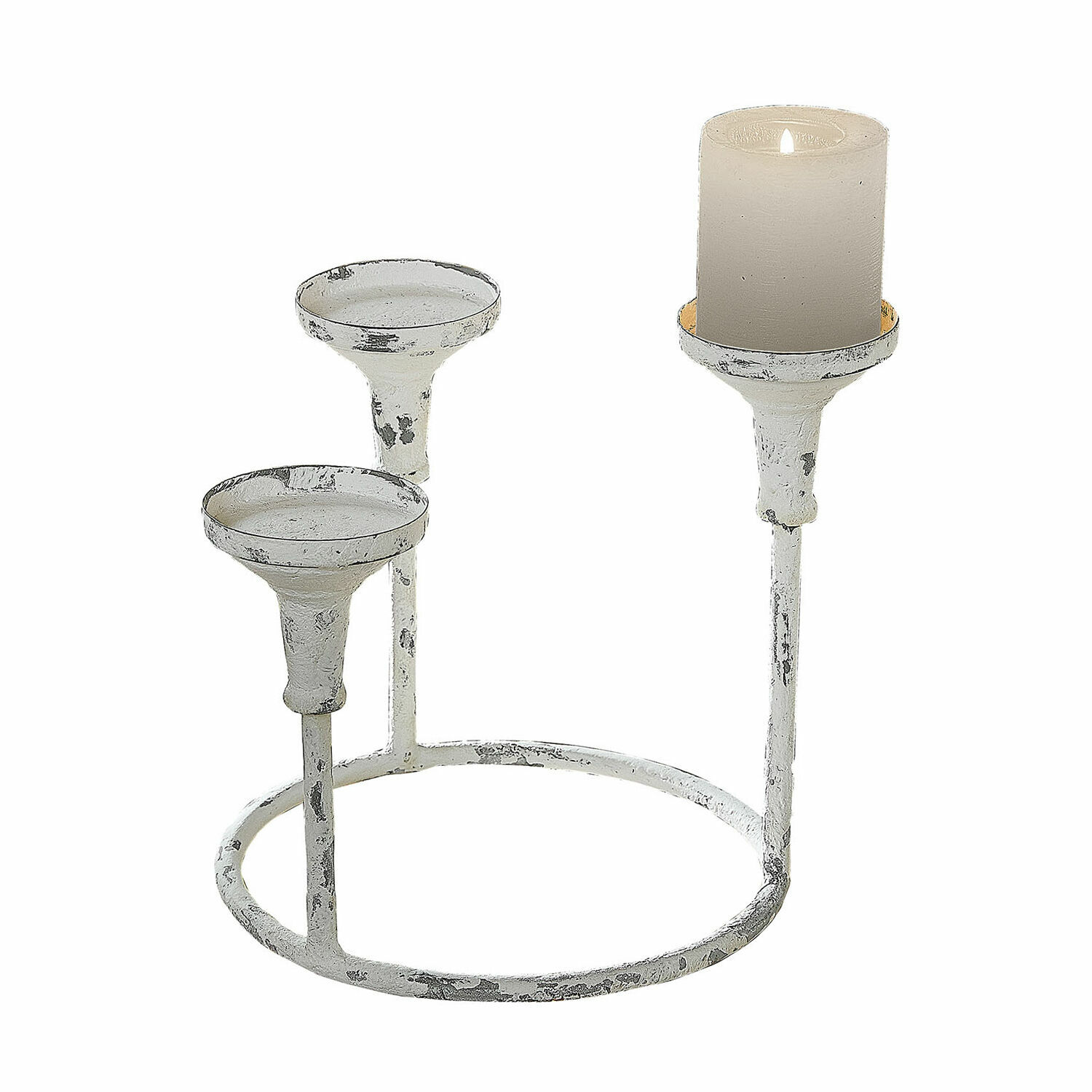 Porte-bougies Kivorel Bougeoir en métal blanc style vintage avec trois supports pour bougies décoratives