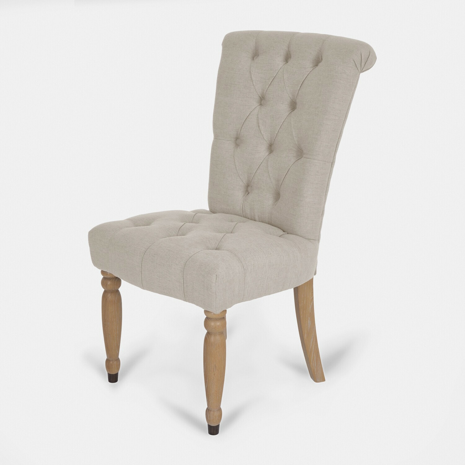 Chaise Claville Chaise rembourrée grise avec pieds en bois et dossier capitonné pour salle à manger