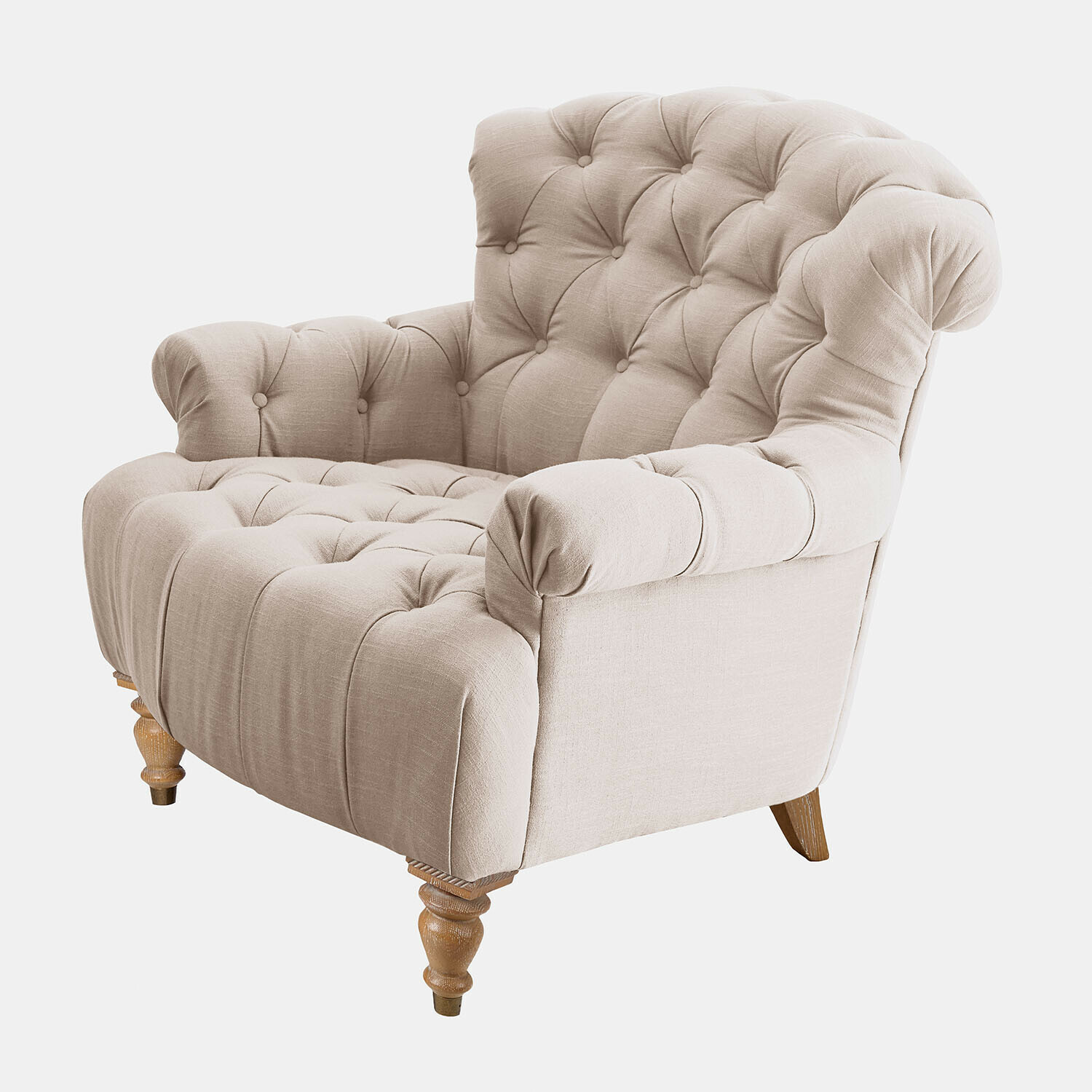 Fauteuil Springfield Fauteuil beige en tissu avec pieds en bois, siège confortable pour salon moderne