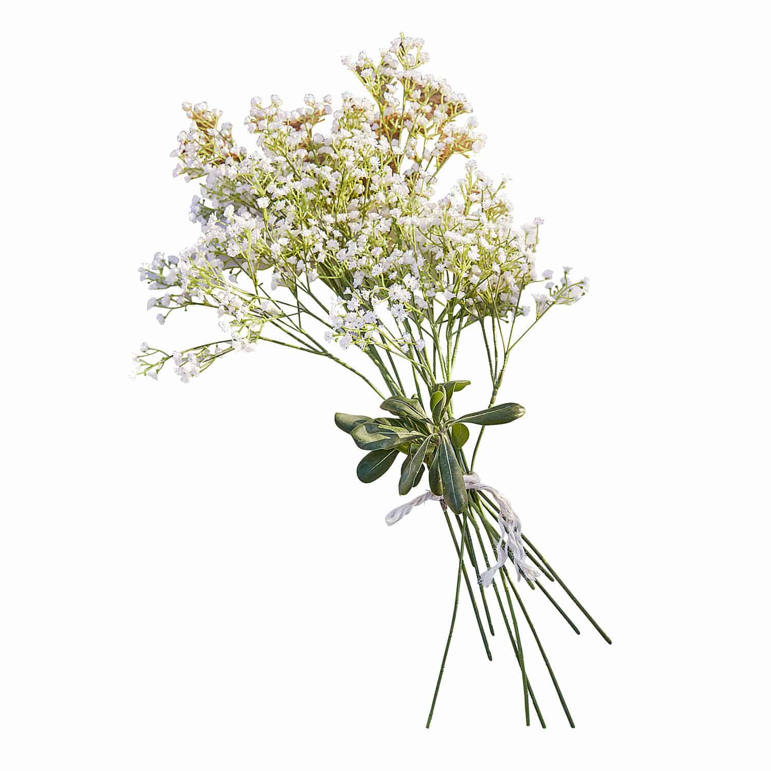 Bouquet décoratif Lorraine Bouquet de fleurs blanches décoratives avec feuilles vertes sur longues tiges pour décoration intérieure