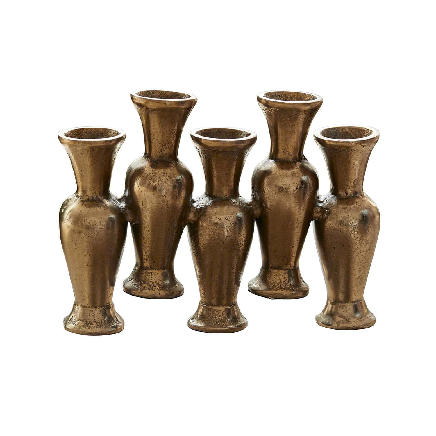 Vase Soretta Ensemble de cinq vases décoratifs en laiton couleur or ancien pour décoration intérieure