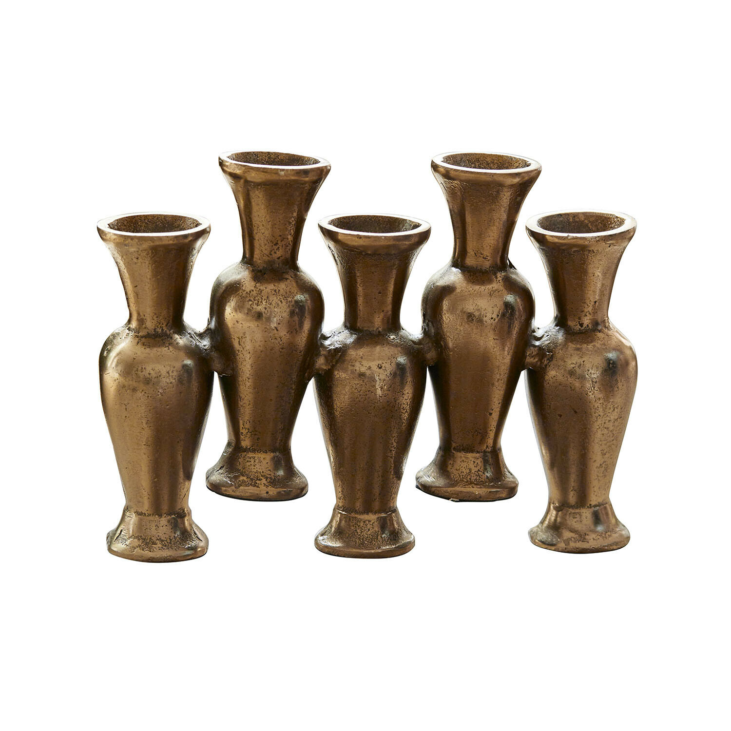 Vaas Soretta Set van vijf decoratieve messing vazen in antiek gouden kleur voor interieurdecoratie
