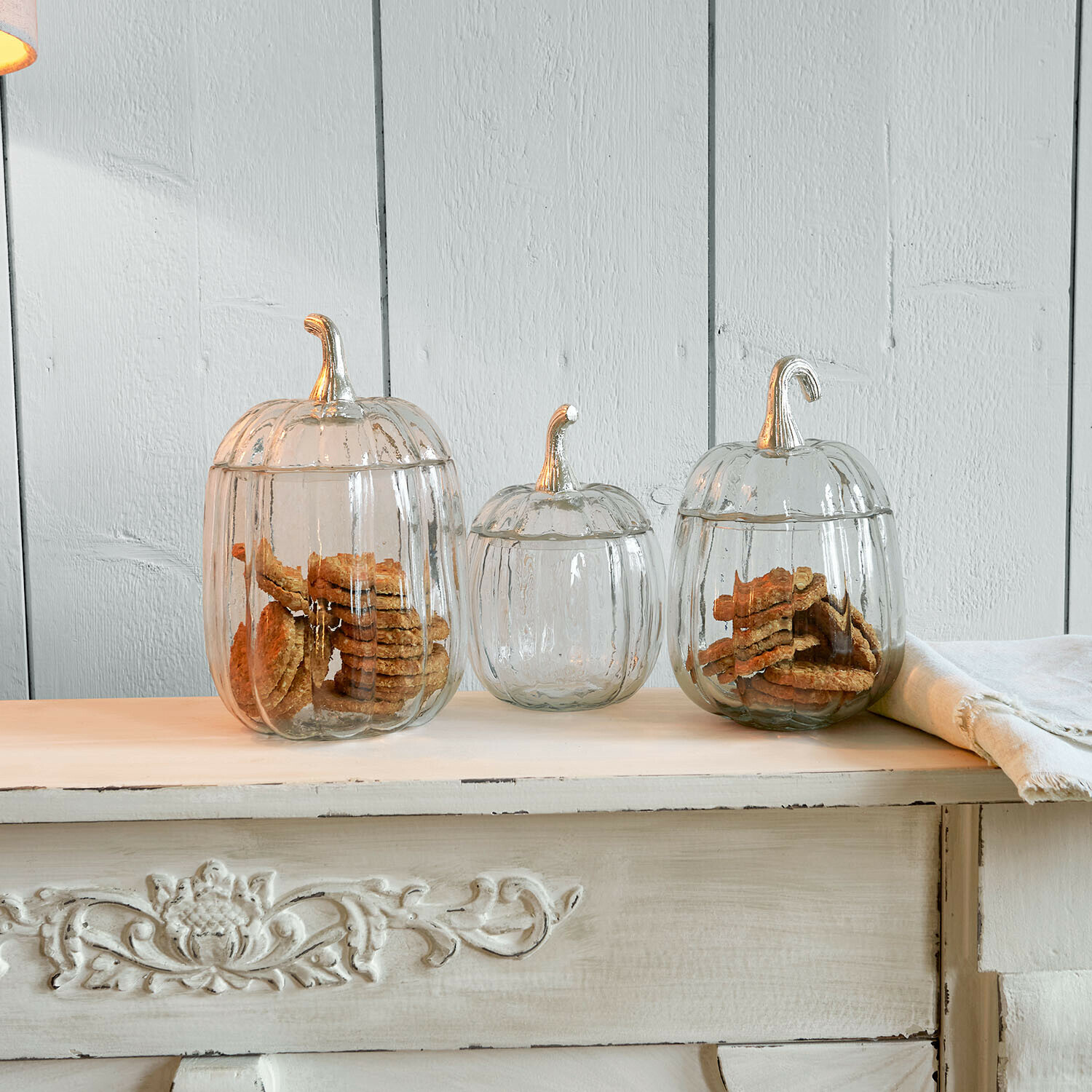 Lot de 3 bonbonnières en verre Alérisse