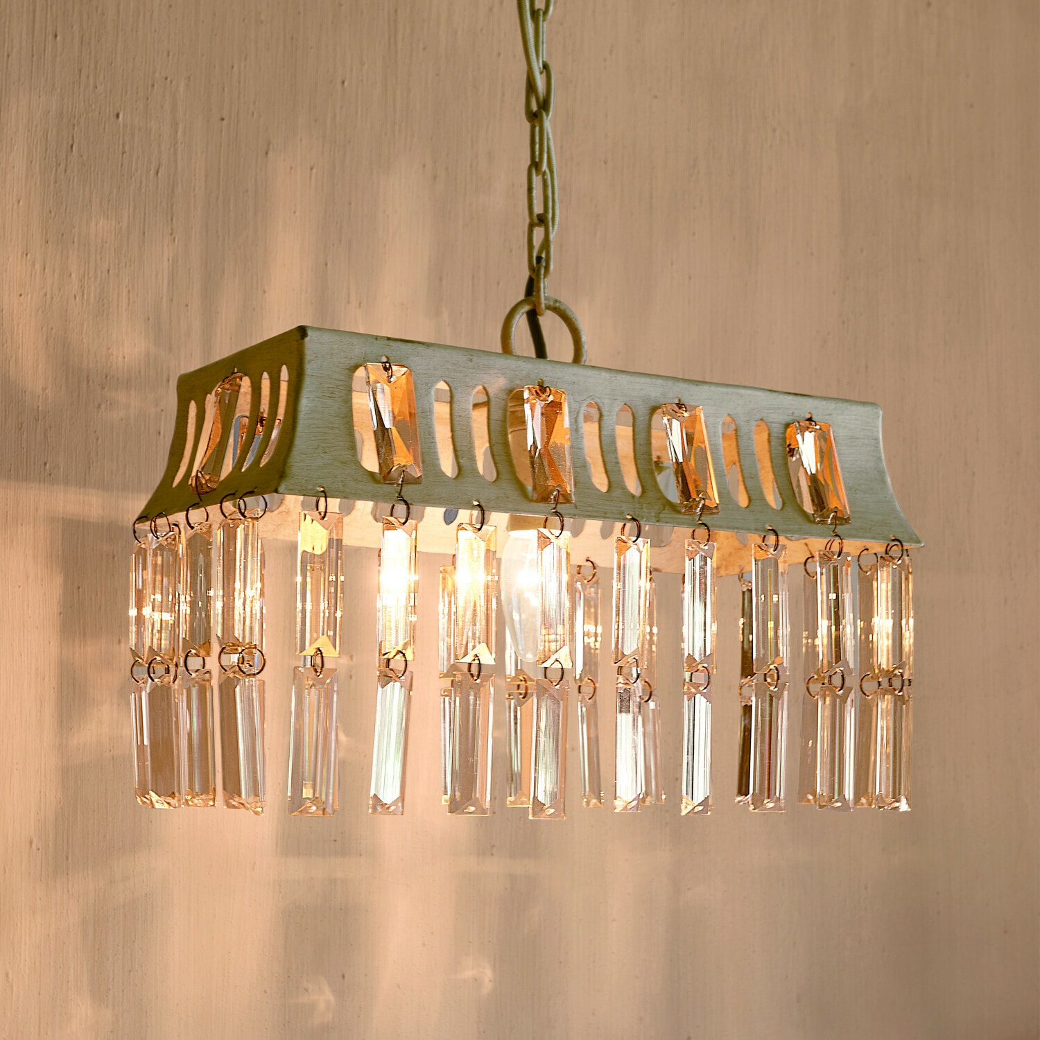 Hanglamp Ocean Hanglamp met metalen frame en transparante kristallen hangers, decoratieve plafondlamp