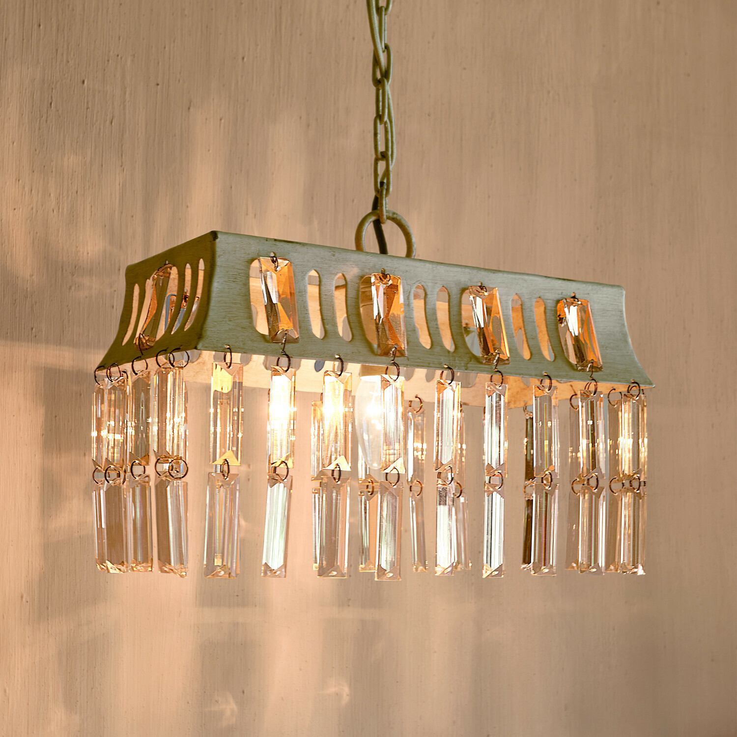 Hanglamp Ocean Hanglamp met metalen frame en transparante kristallen hangers, decoratieve plafondlamp