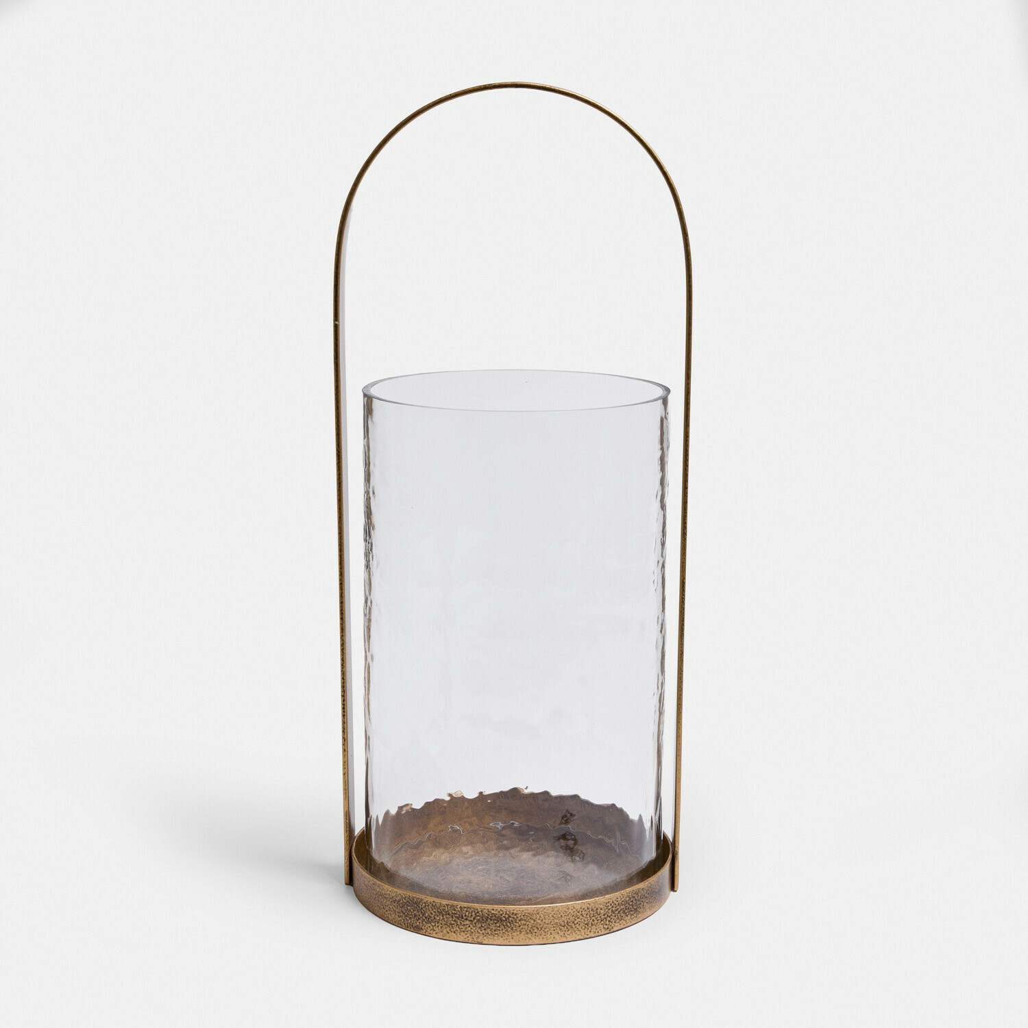 Photophore Omirah Lanterne en verre transparent avec cadre en métal laiton au style vintage élégant