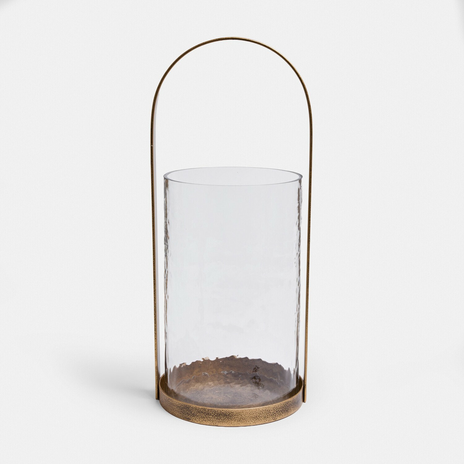 Windlicht Omirah Glazen lantaarn van helder glas met vintage messing metalen frame en handvat