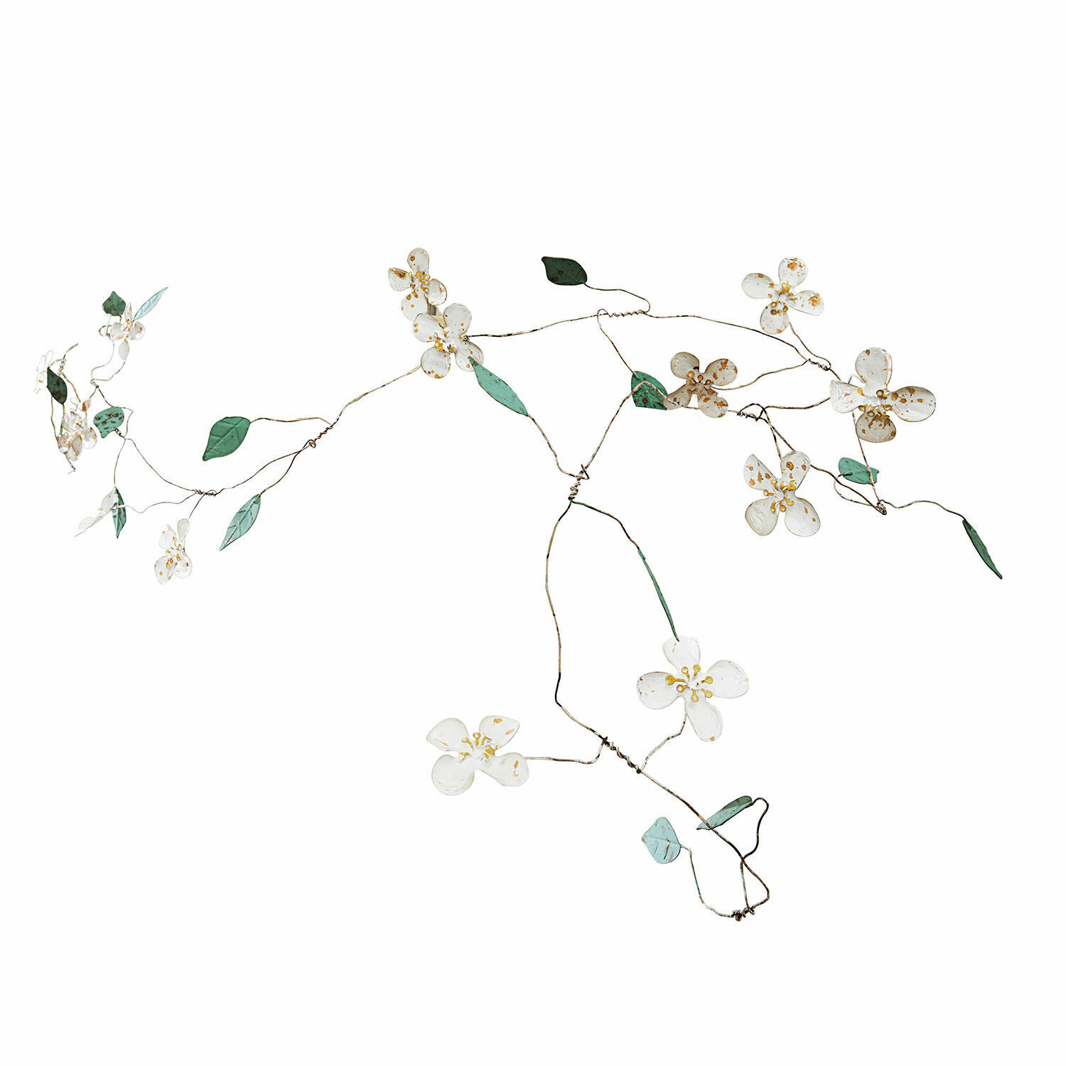 Guirlande Sambucus Guirlande décorative en métal avec fleurs blanches et feuilles vertes pour décoration intérieure