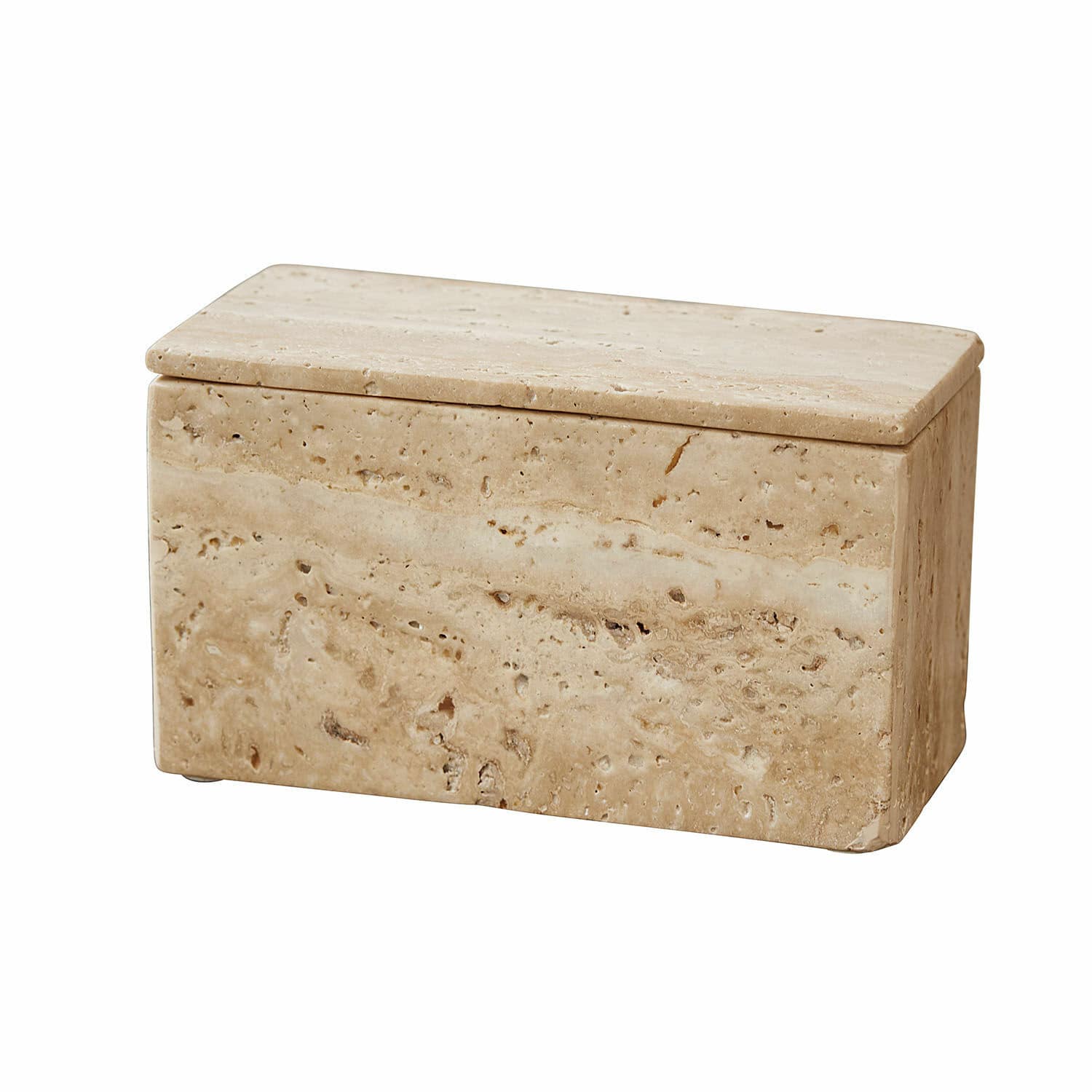 Boîte Tavone Boîte rectangulaire en travertin beige avec couvercle, pierre naturelle pour rangement