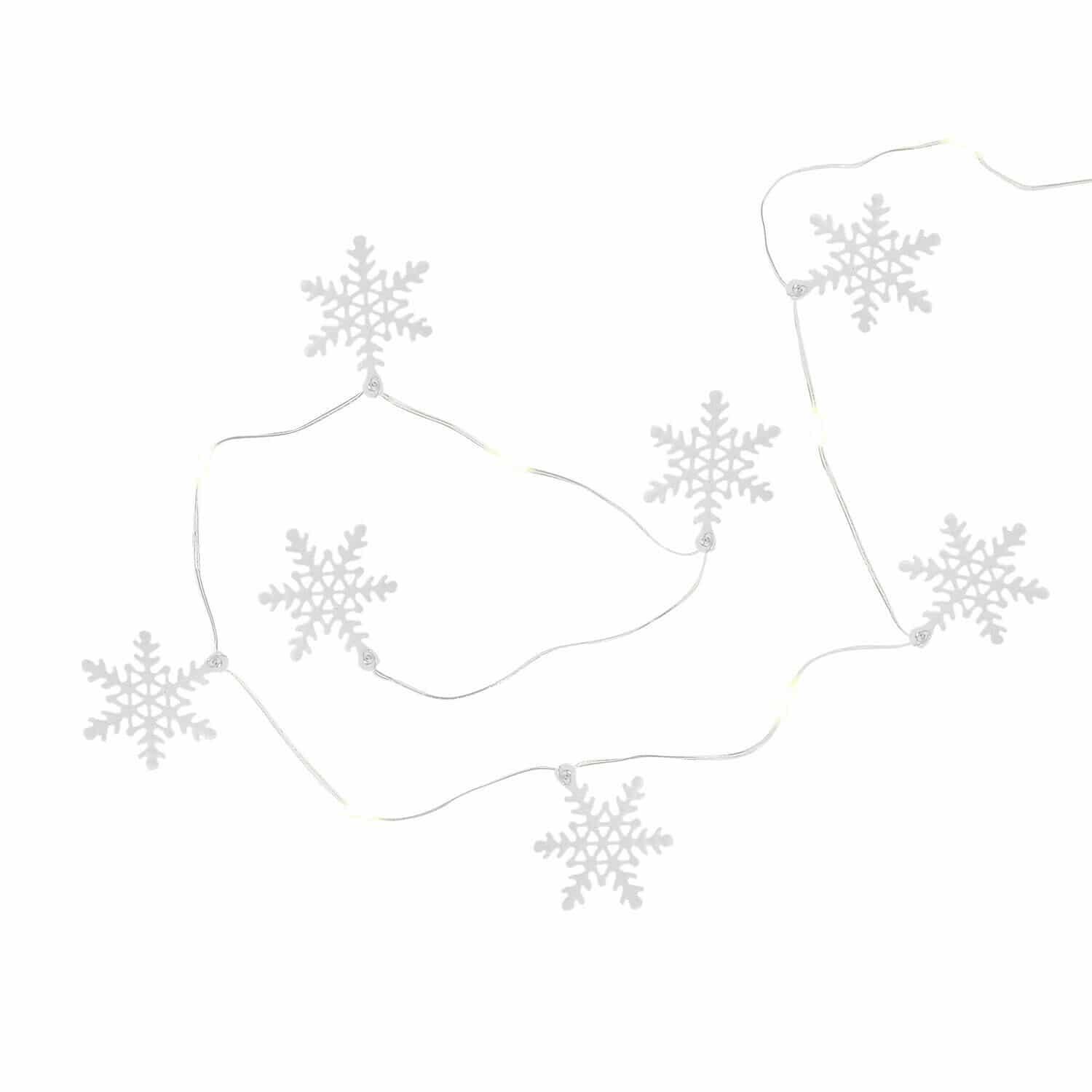 Guirlande lumineuse à LED Azmira Guirlande lumineuse avec flocons de neige blancs sur fil fin pour décoration hivernale