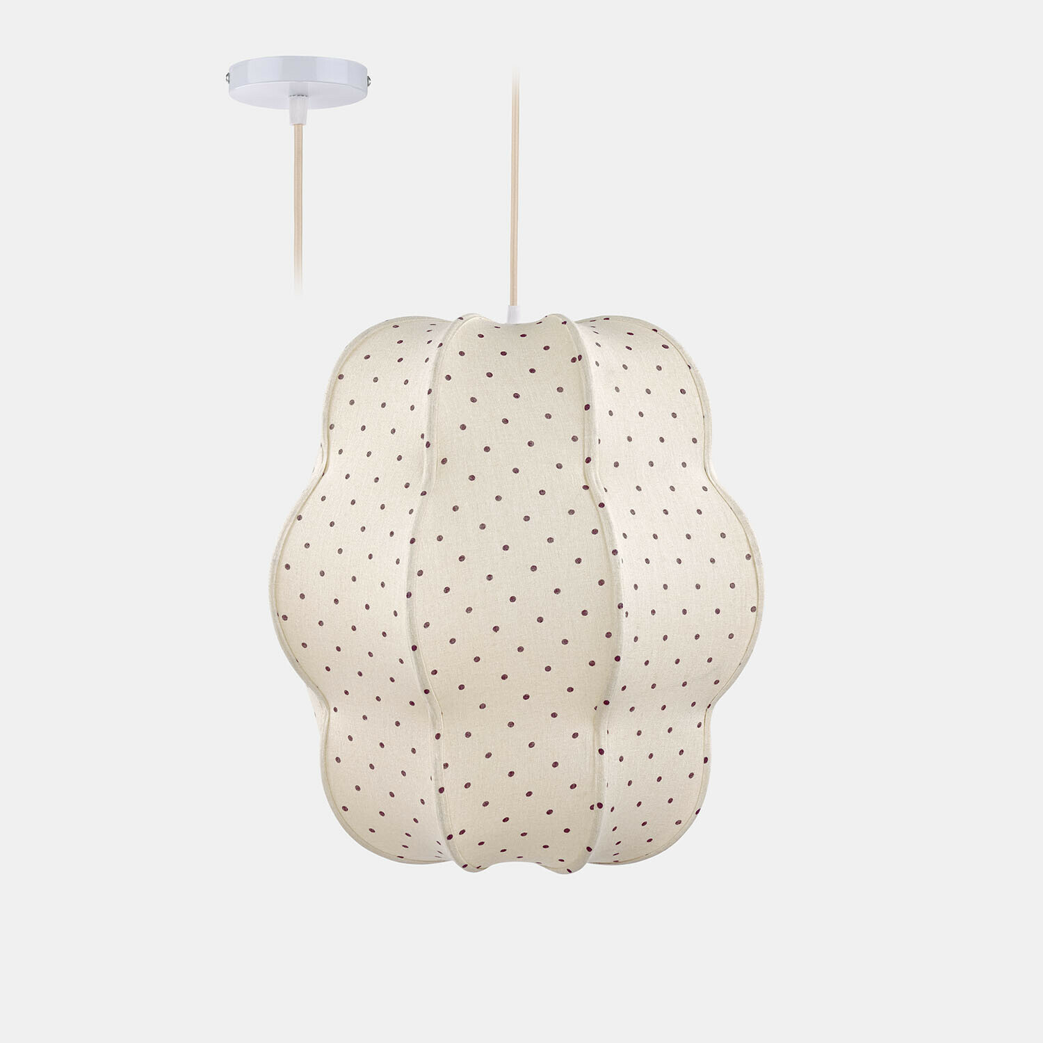 Suspension Lillumo Suspension en tissu crème à pois marron, lampe décorative pour intérieur moderne