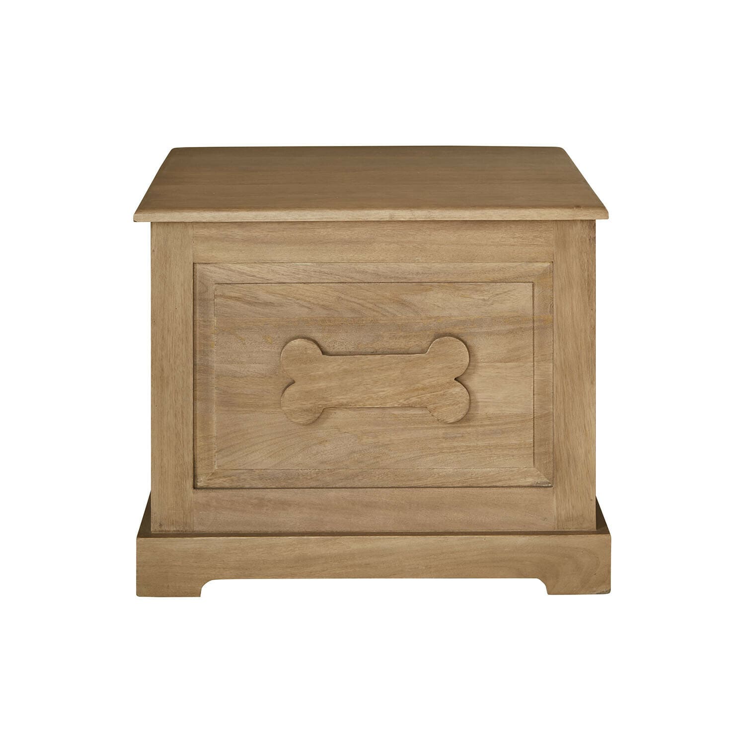 Coffre de rangement Alourine Coffre en bois naturel avec motif os pour jouets de chien, meuble de rangement pratique