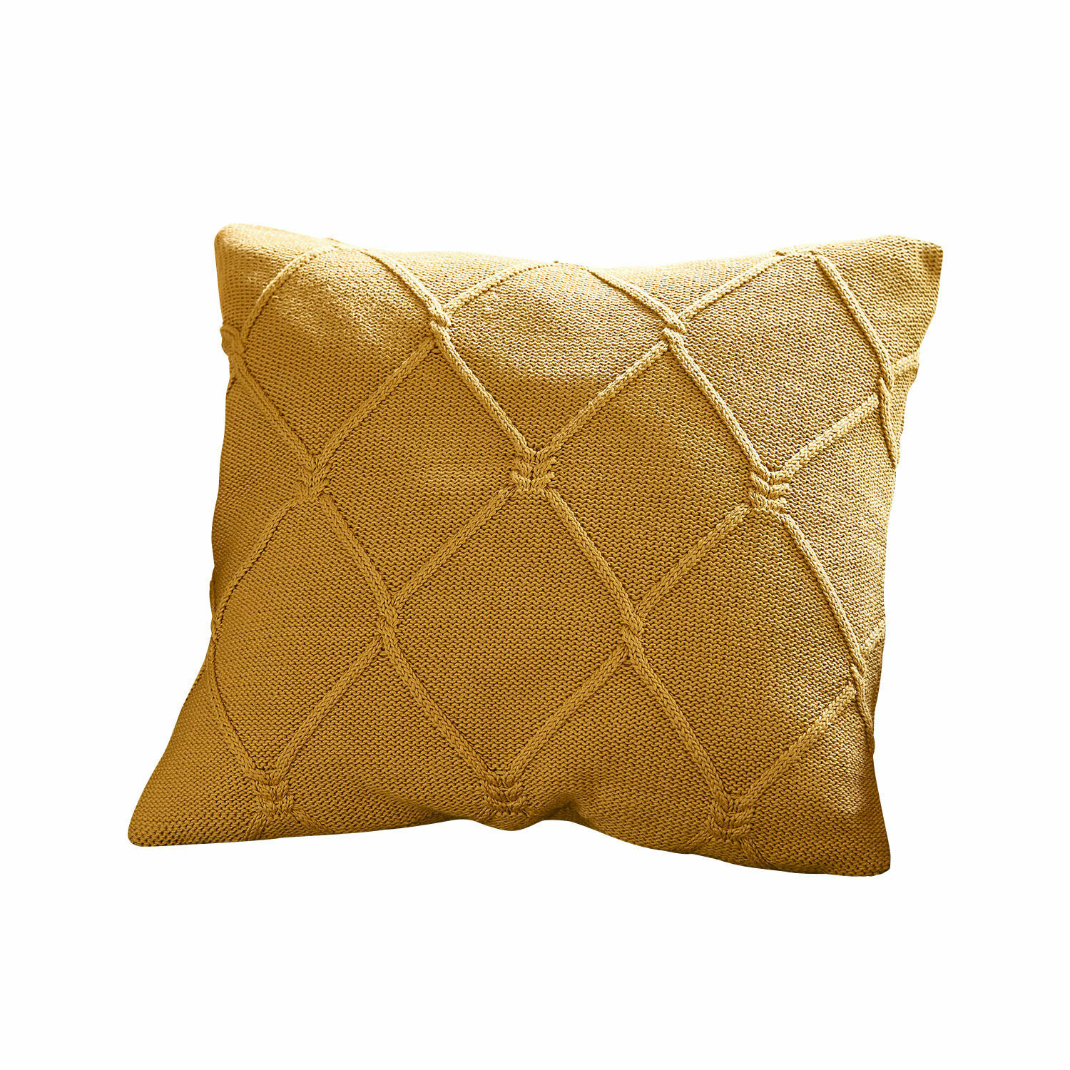 Housse de coussin Cresil Coussin décoratif moutarde en tissu tressé, doux et élégant pour salon moderne