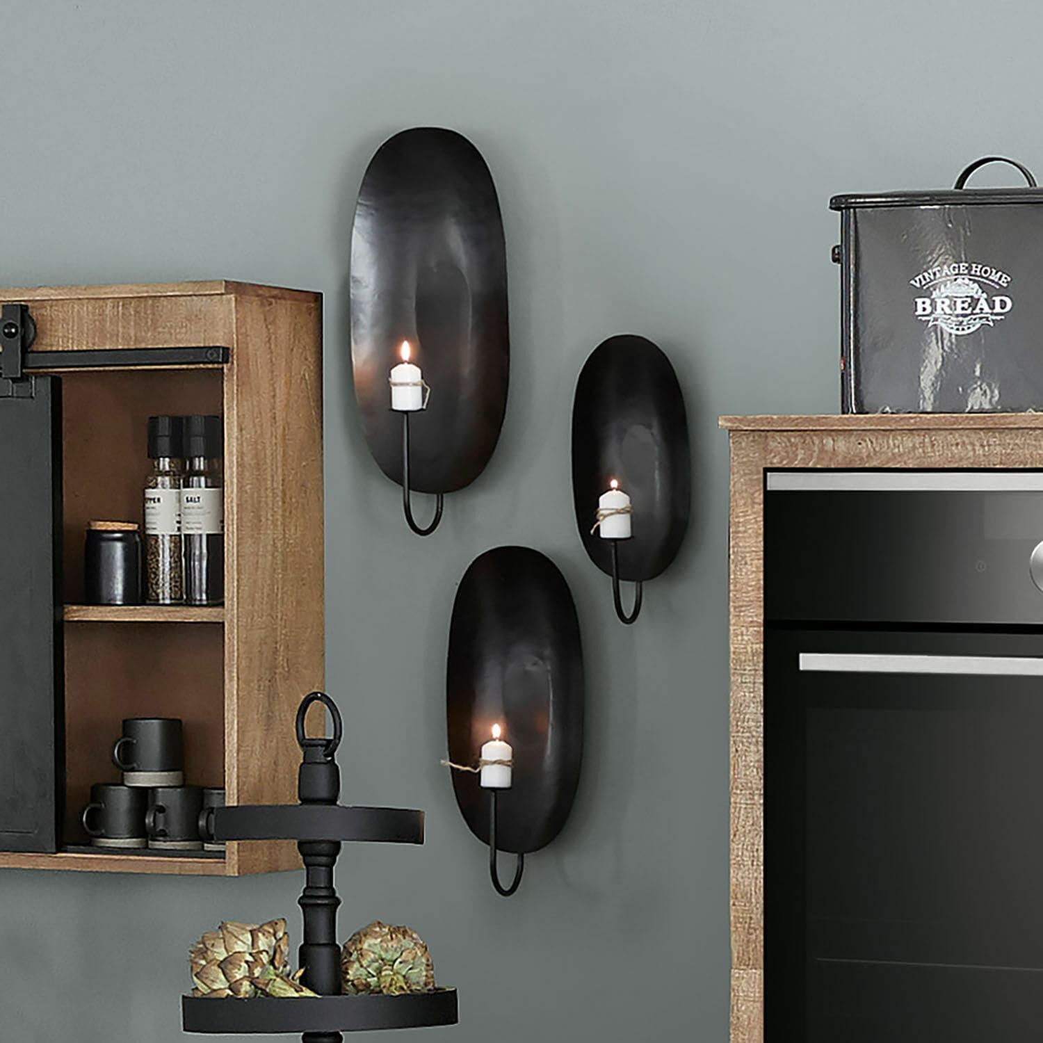 Lot de 3 porte-bougies muraux Lappion