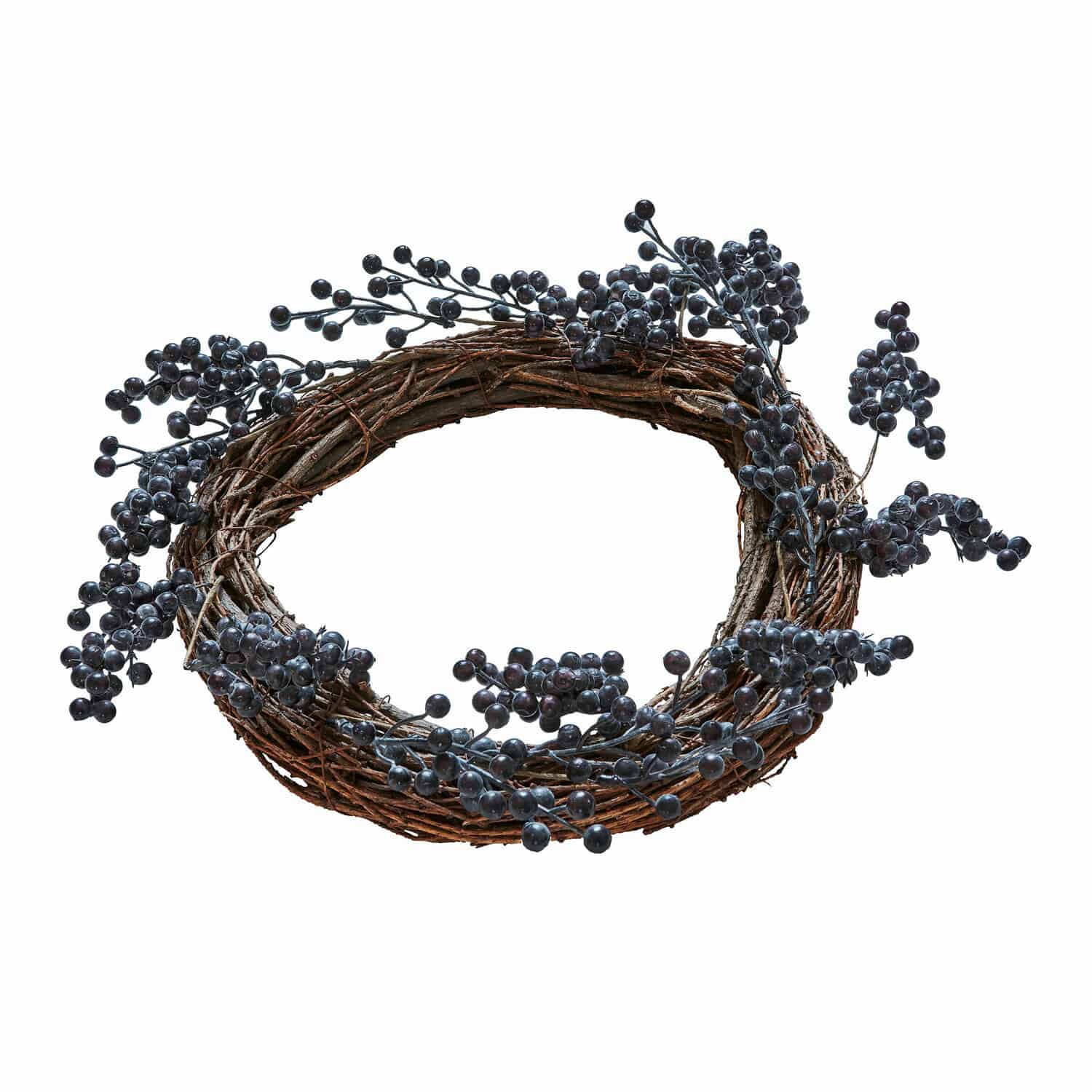 Couronne Isabeau Couronne décorative en branches naturelles avec baies noires pour décoration intérieure