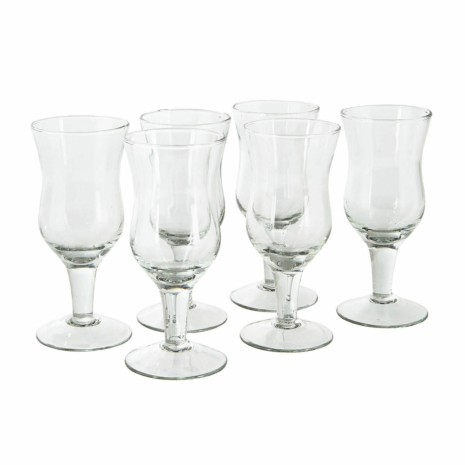 Set van 6 heldere glazen met voet van glas, elegant ontwerp voor dranken thuis