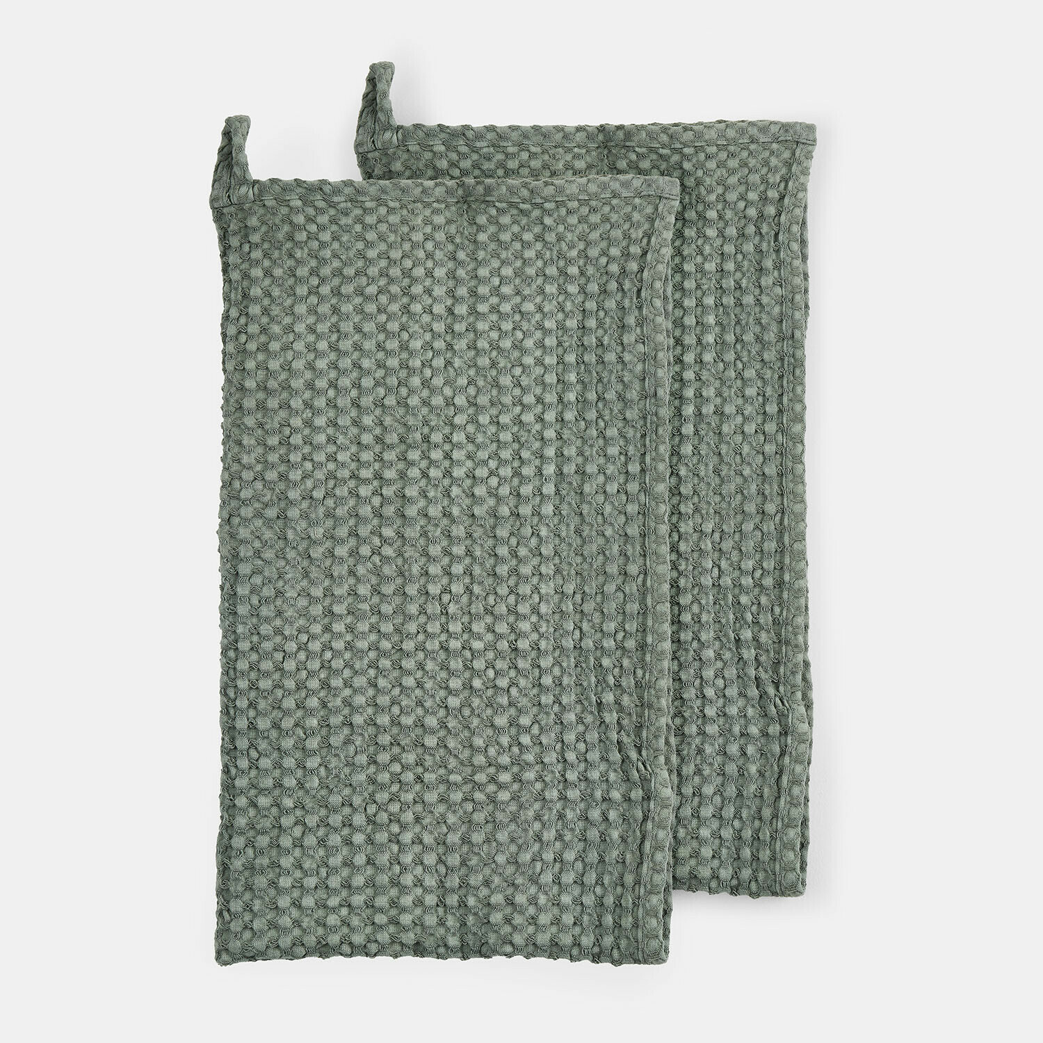 Handdoek set van 2 Maralei Set van twee groene katoenen pannenlappen met wafelstructuur voor handbescherming in de keuken