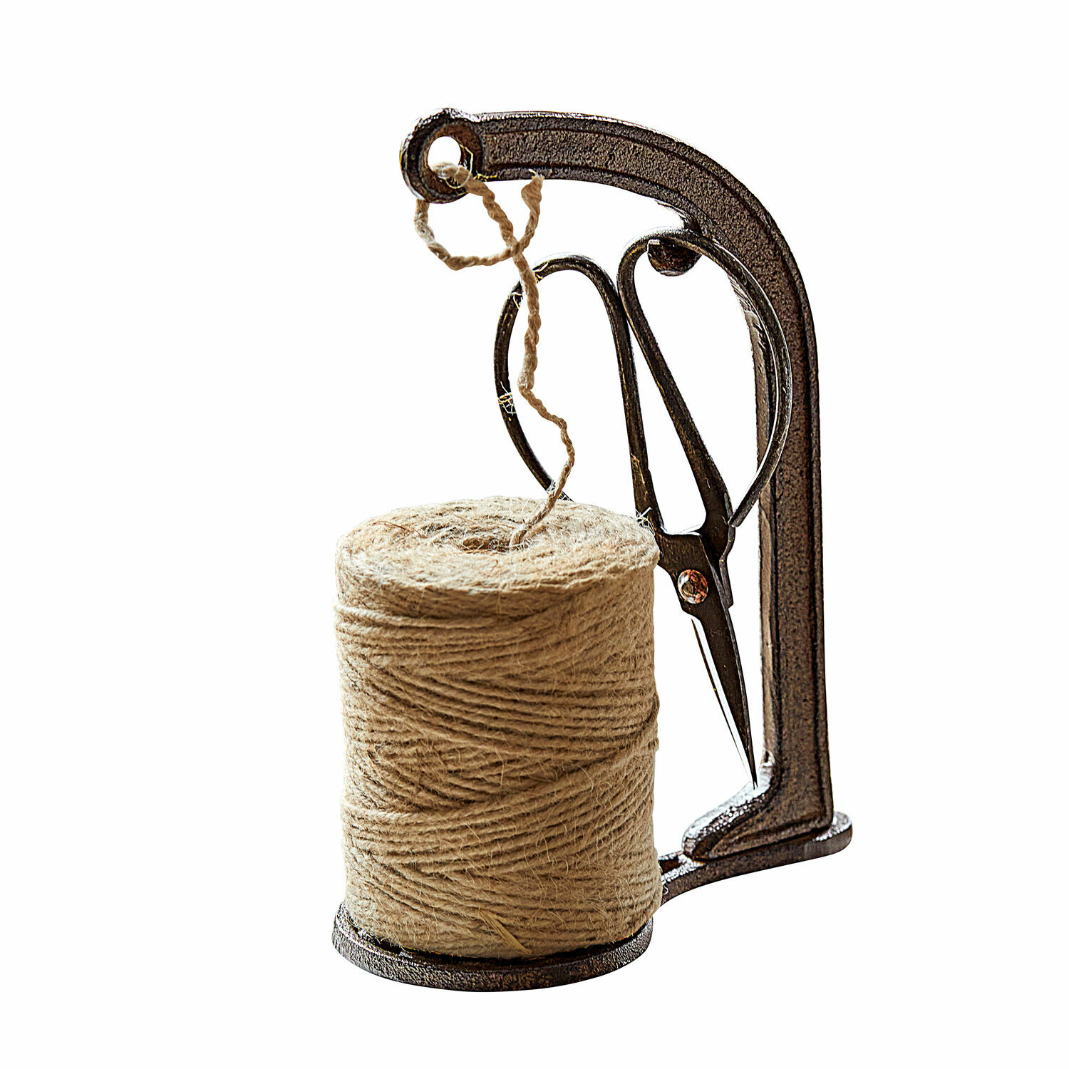 Klos met schaar Preston Metalen houder met natuurlijke beige touw en schaar, handig voor huis en tuin